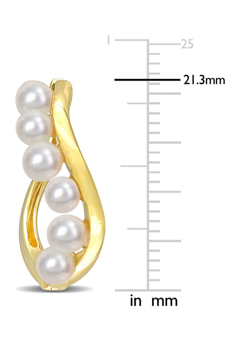 3.5-4mm Freshwater Cultured Pearl Hoop Earrings in Yellow Plated Sterling Silver