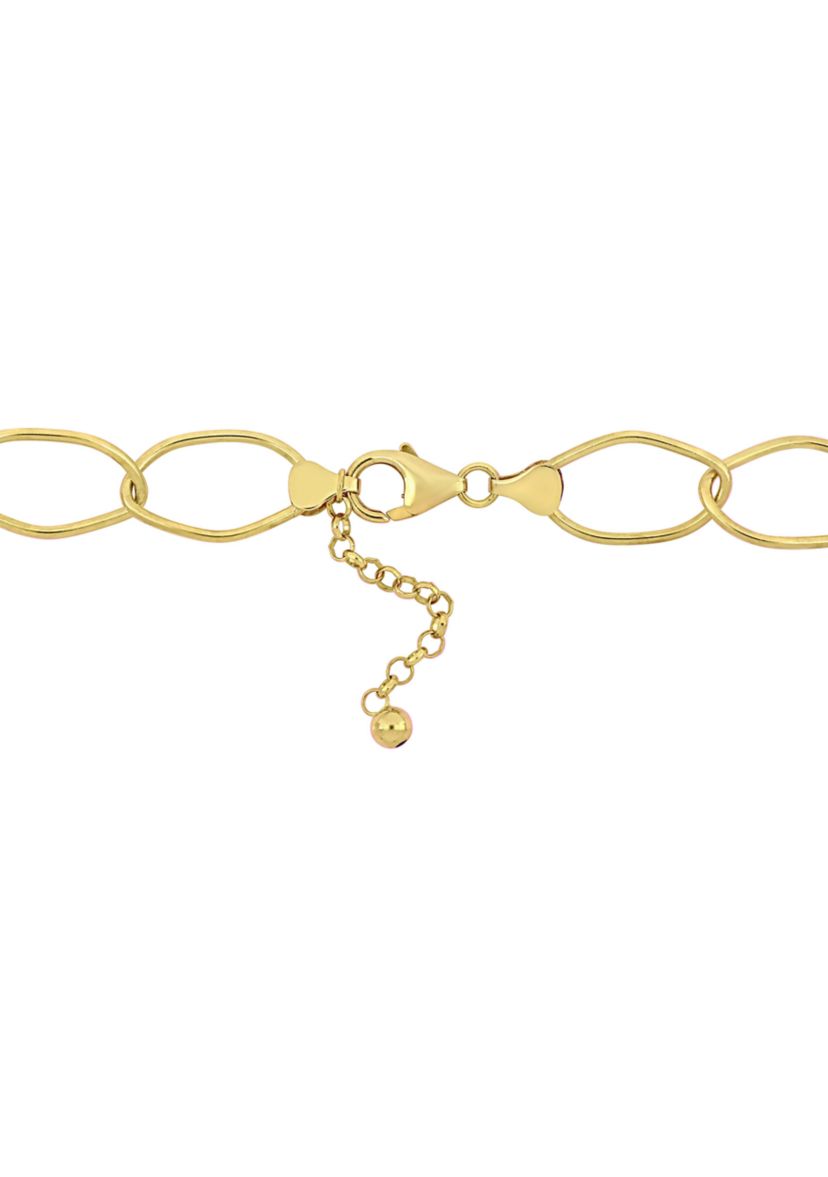 14-20mm Pink Cultured Freshwater Pearl Station Chain Necklace in 18k Yellow Gold Plated Sterling Silver