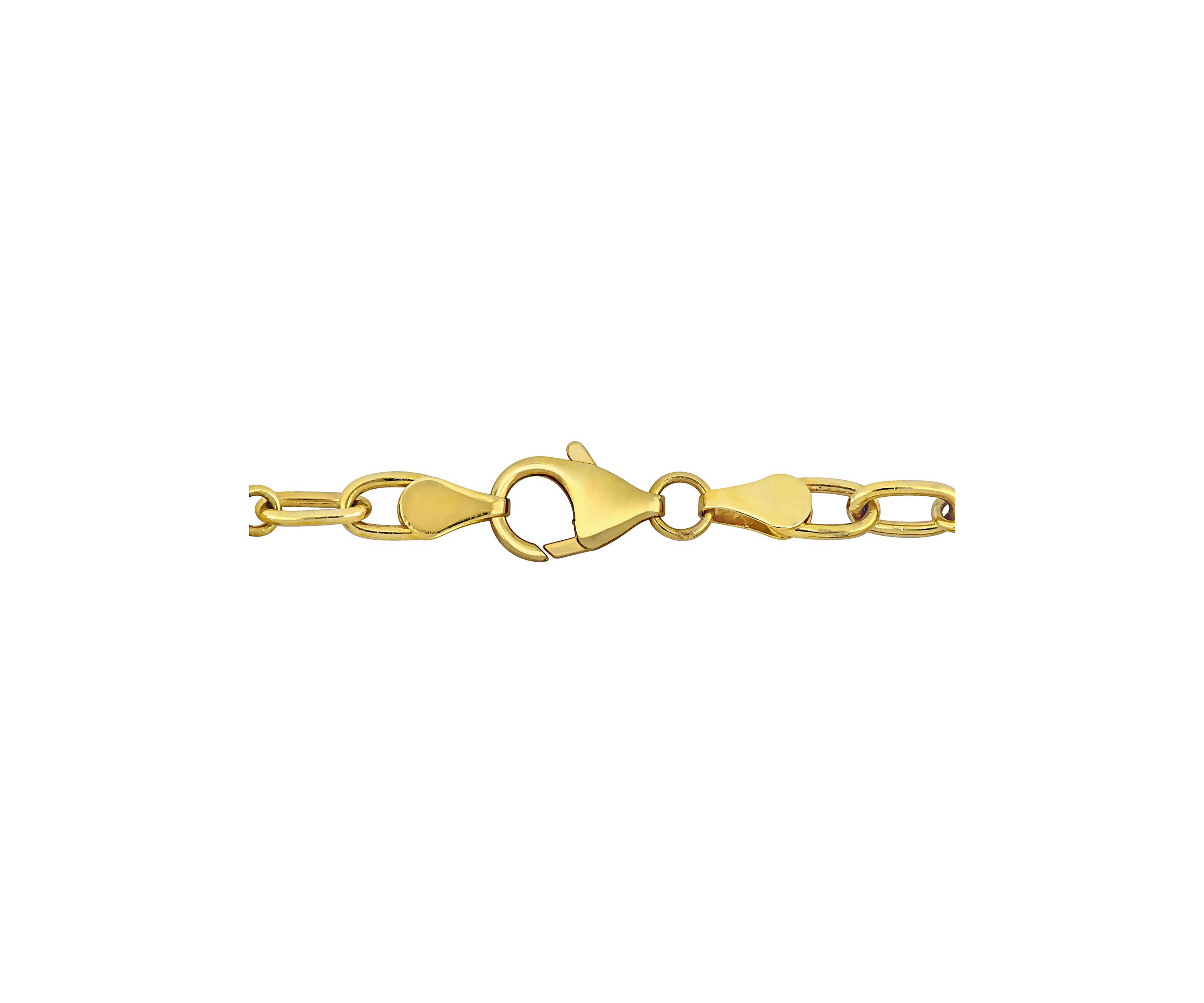 6-7mm Cultured Freshwater Pearl and Oval Disc Station Chain Bracelet in 18k Yellow Gold Plated Sterling Silver