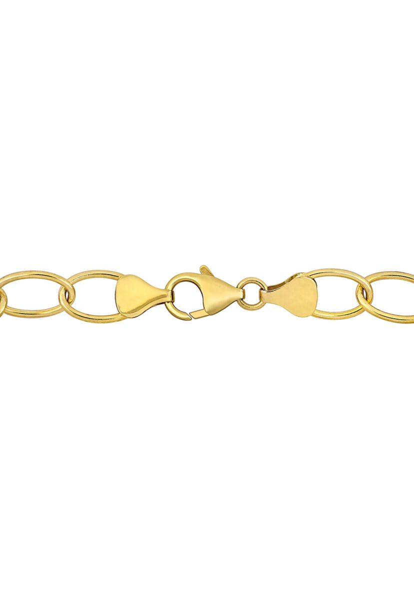 9-10mm Freshwater Cultured Pearl and Circle Rings Station Necklace in 18k Yellow Gold Plated Sterling Silver