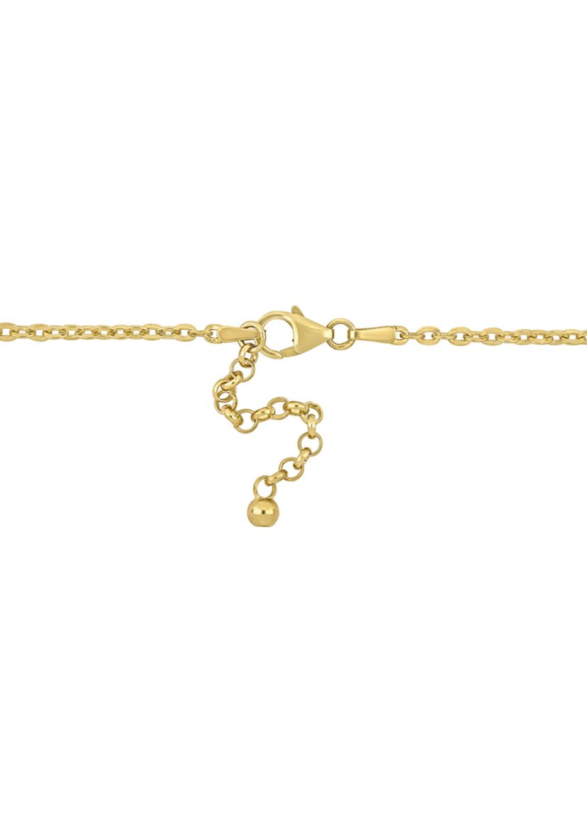 9-10mm Cultured Freshwater Pearl Station Necklace in 18k Yellow Gold Plated Sterling Silver