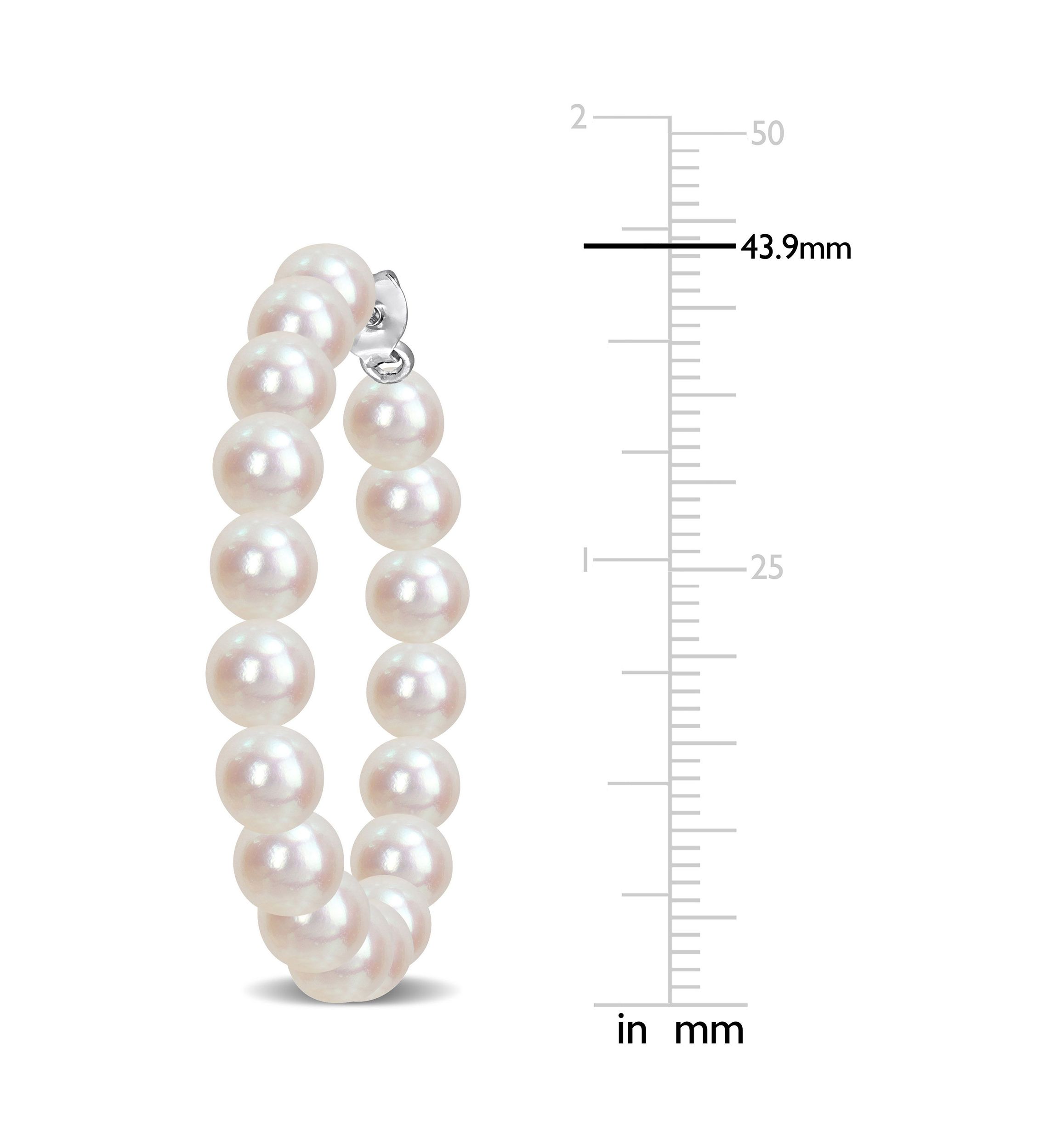 6-6.5mm Freshwater Cultured Pearl Hoop Earrings in Sterling Silver
