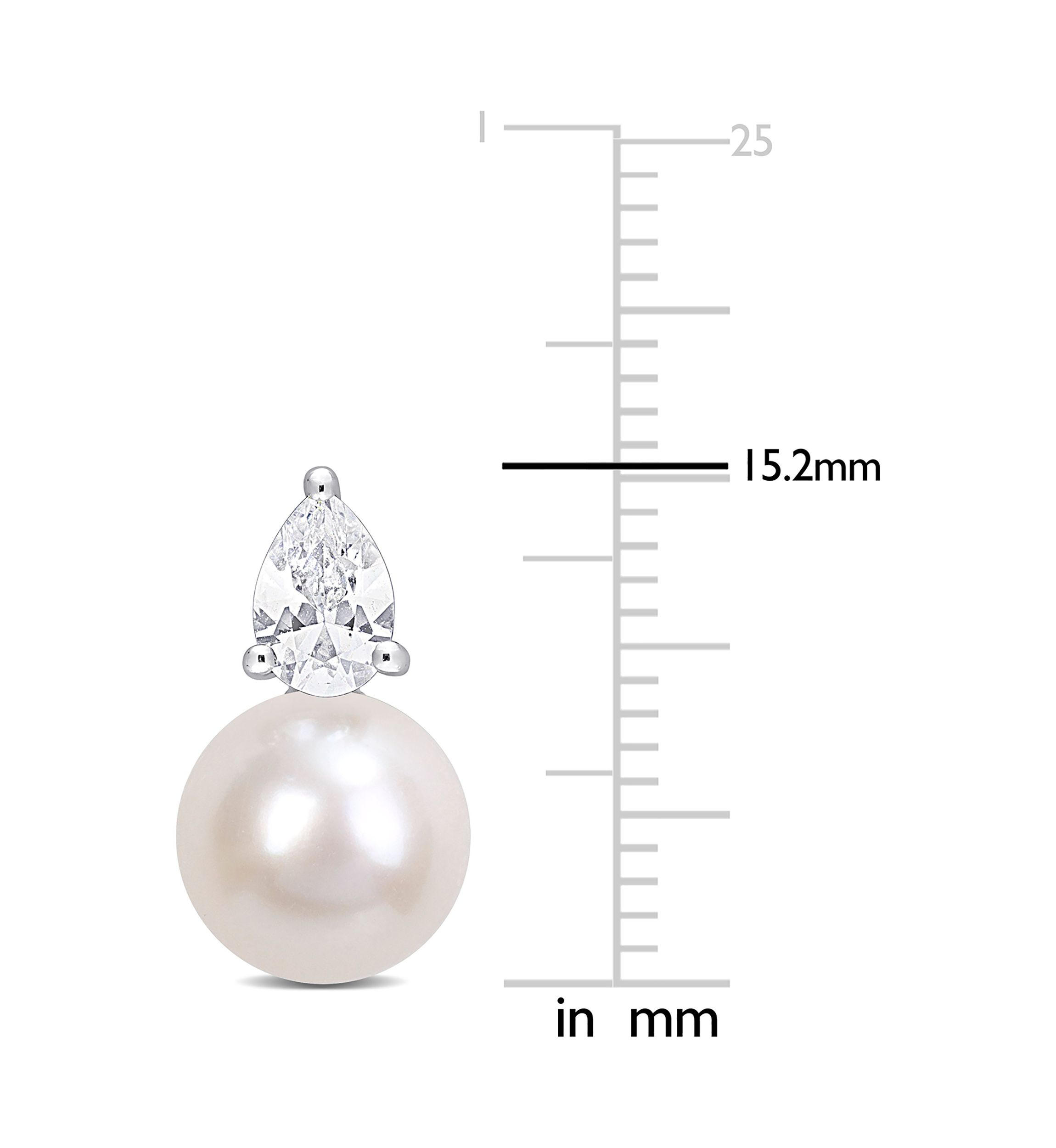 Lab Created 8.5-9mm White Freshwater Cultured Pearl and 1 1/3 CT TGW Created White Sapphire Stud Earrings in Sterling Silver