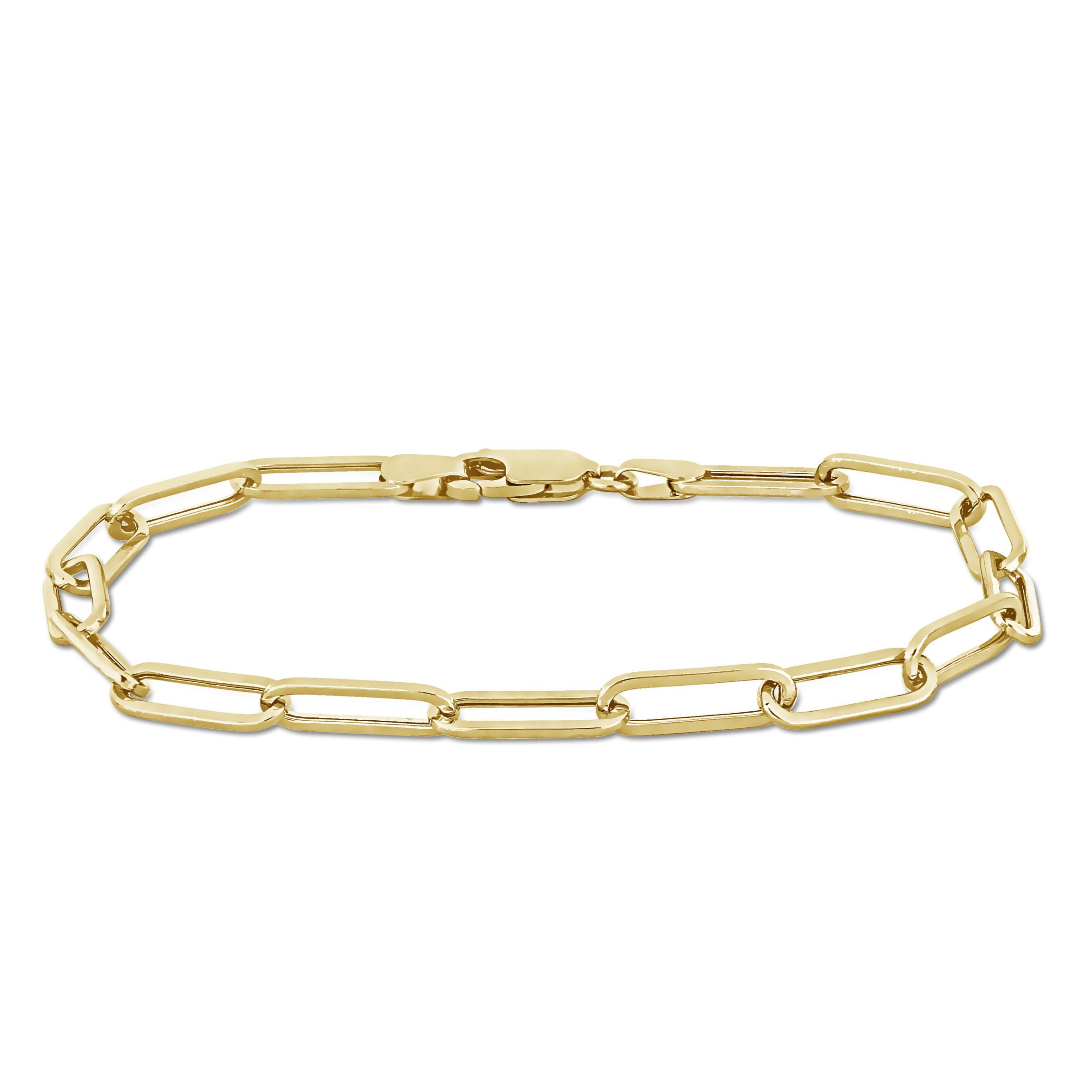 4.3mm Polished Paperclip Chain Bracelet in 14k Yellow Gold, 7.5 in