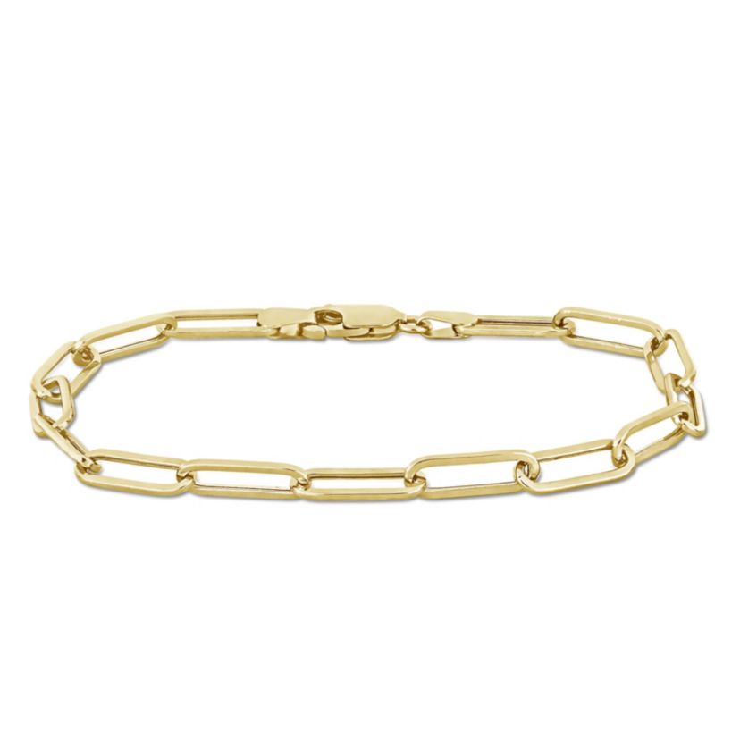 4.3mm Polished Paperclip Chain Bracelet in 14k Yellow Gold, 7.5 in