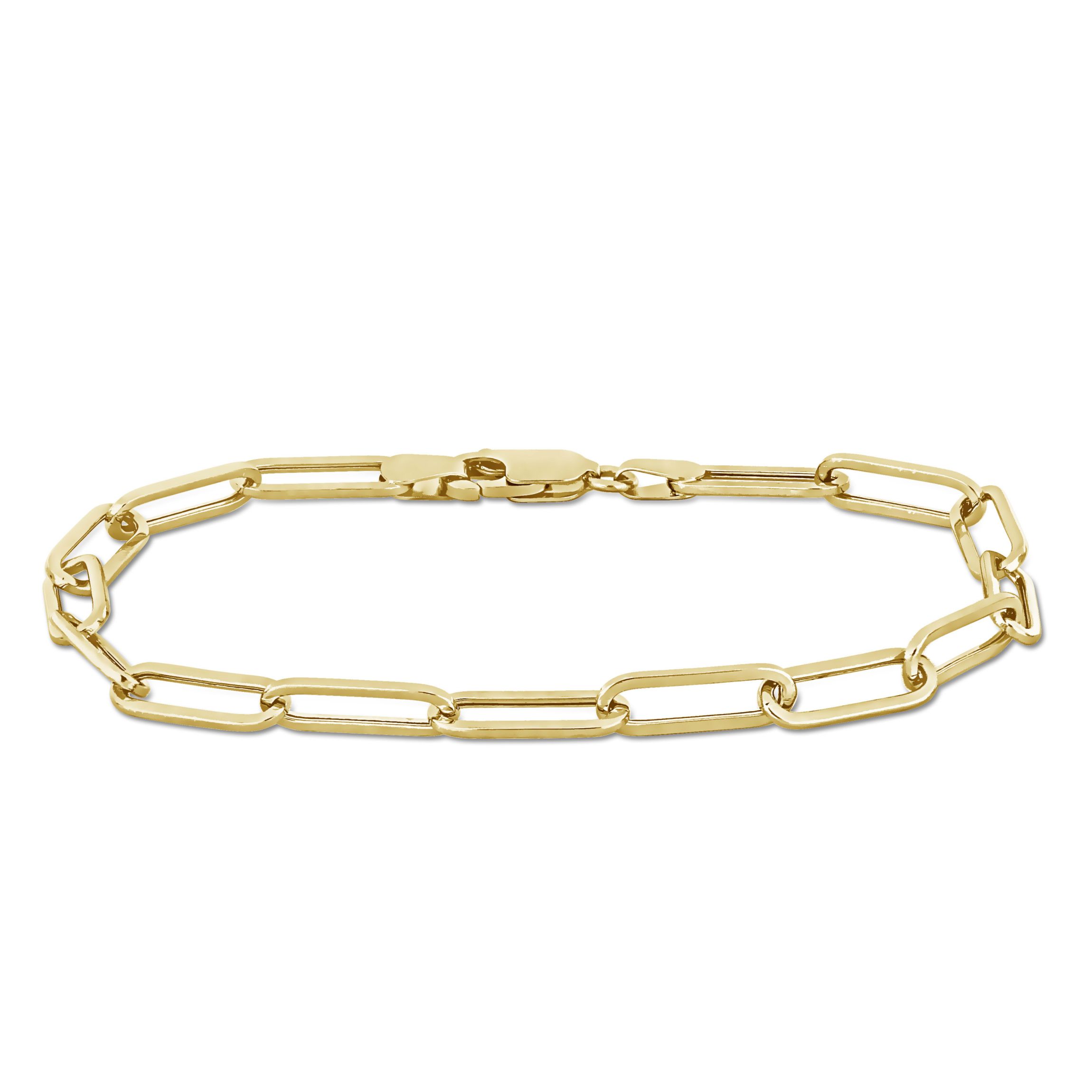 4.3mm Polished Paperclip Chain Mens Bracelet in 14k Yellow Gold, 9 in