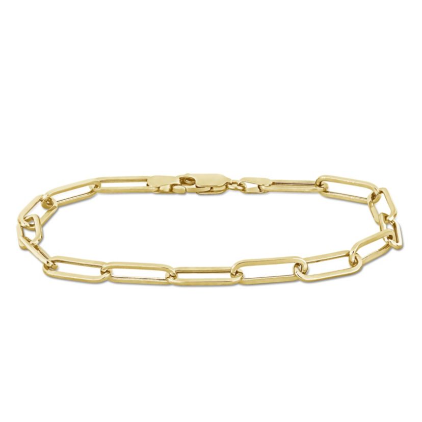 4.3mm Polished Paperclip Chain Mens Bracelet in 14k Yellow Gold, 9 in