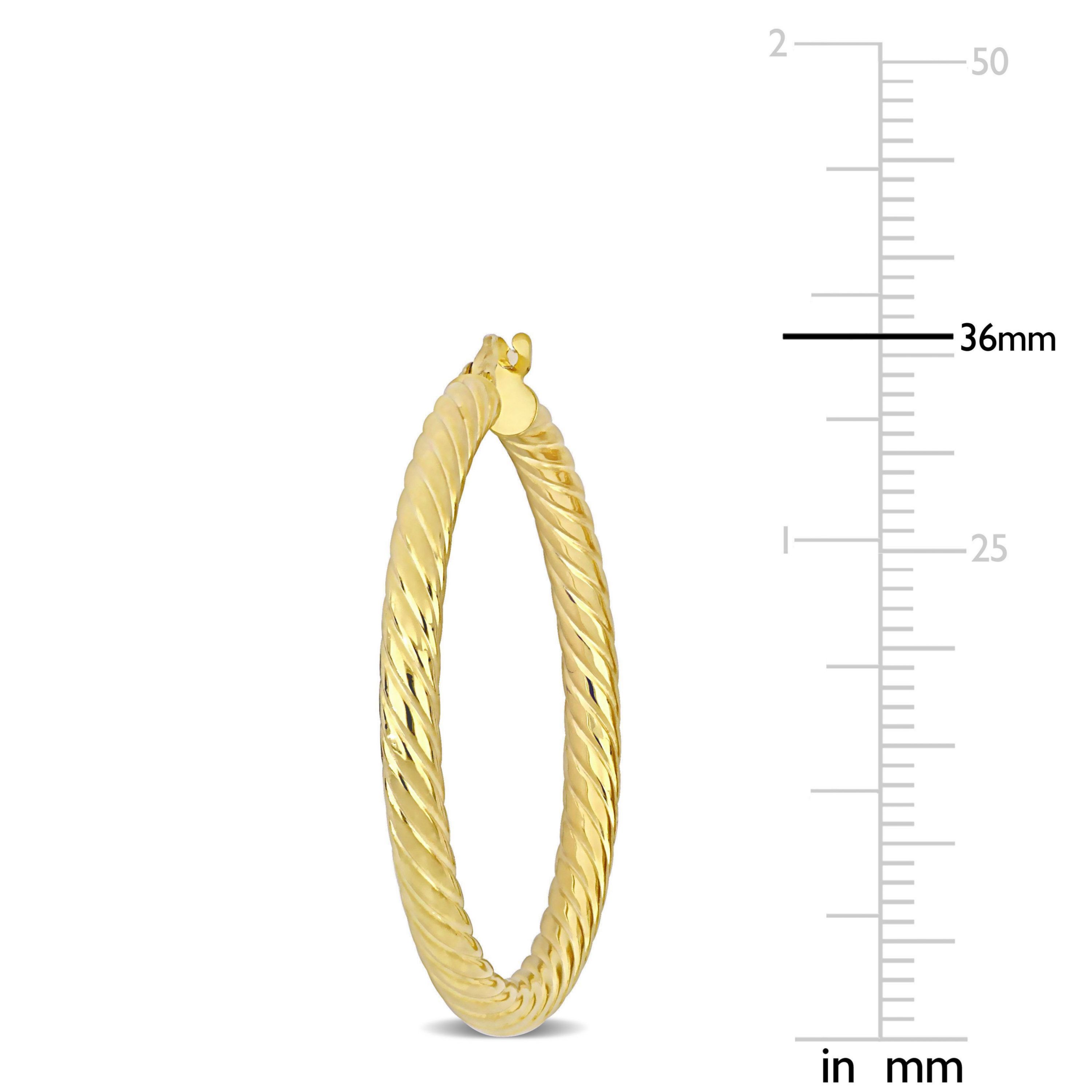 36mm Textured Twist Hoop Earrings in 14k Yellow Gold