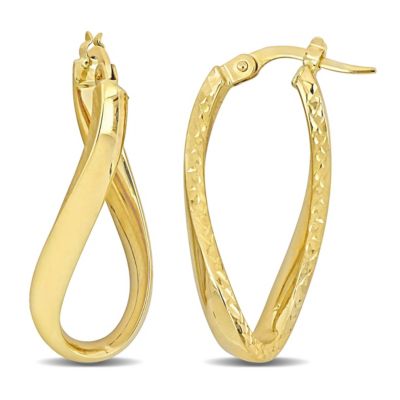 Belk & Co 28mm Oval Twist Hoop Earrings in 14k Yellow Gold