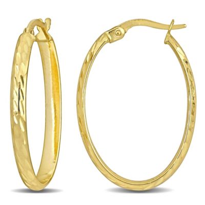Belk & Co 29Mm Oval Textured Hoop Earrings In 10K Yellow Gold