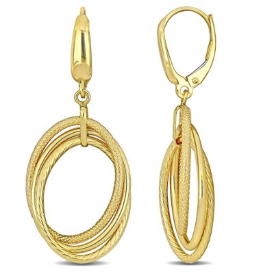 Belk & Co Open Triple Oval Hoop Drop Earrings in 10k Yellow Gold