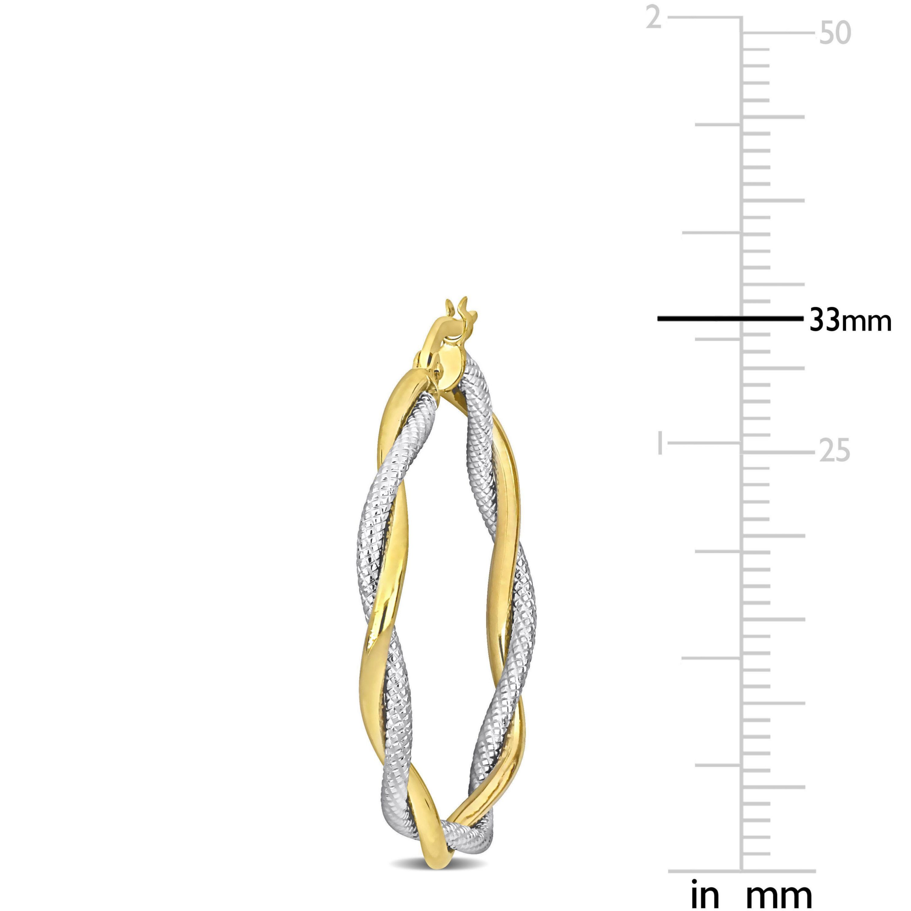 33mm Twisted Hoop Earrings in 10k 2-Tone Gold