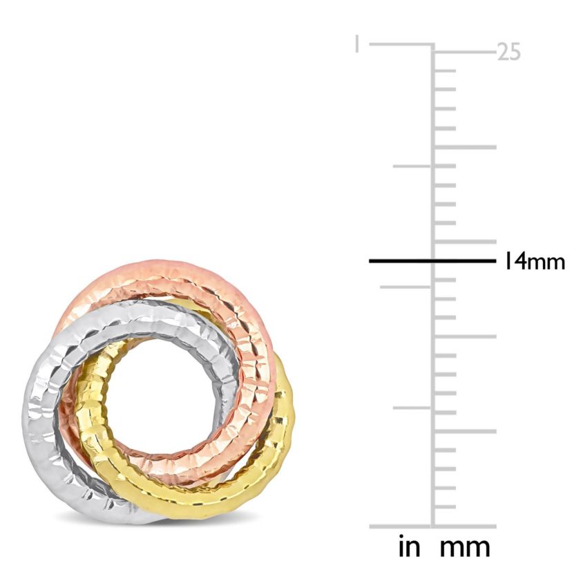 Open Love Knot Stud Earrings in 10K 3-Tone Gold