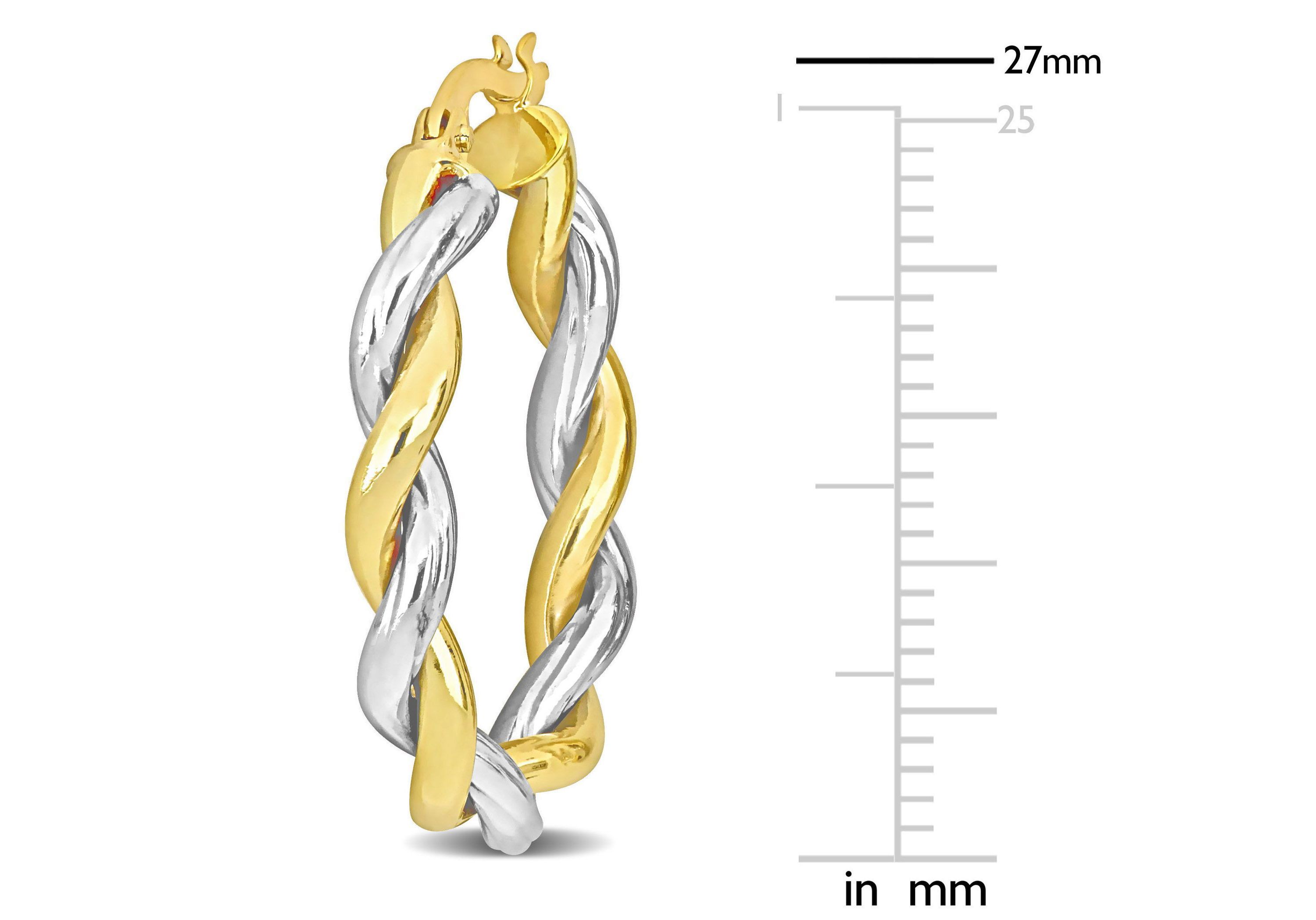 27mm Twisted Oval Hoop Earrings in 10k 2-Tone Gold