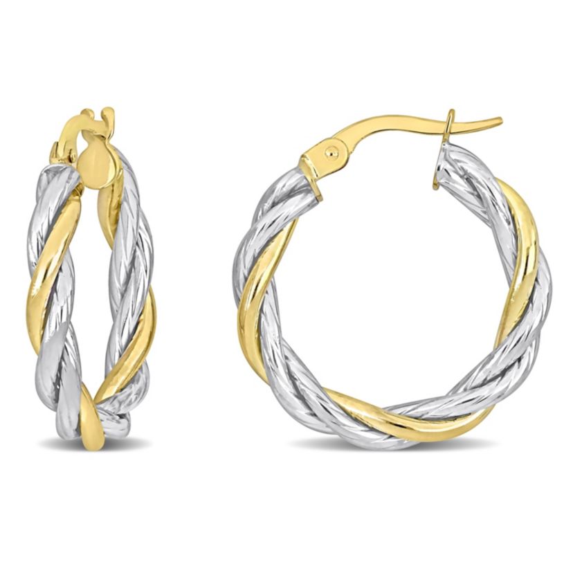 25mm Twisted Hoop Earrings in 10k 2-Tone Gold