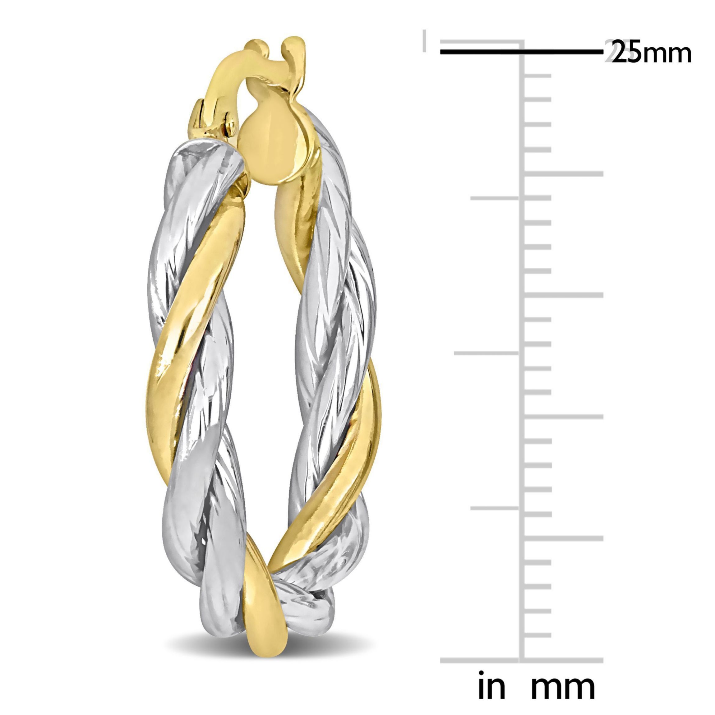25mm Twisted Hoop Earrings in 10k 2-Tone Gold