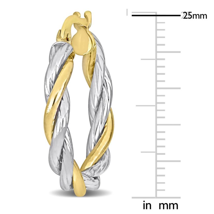 25mm Twisted Hoop Earrings in 10k 2-Tone Gold