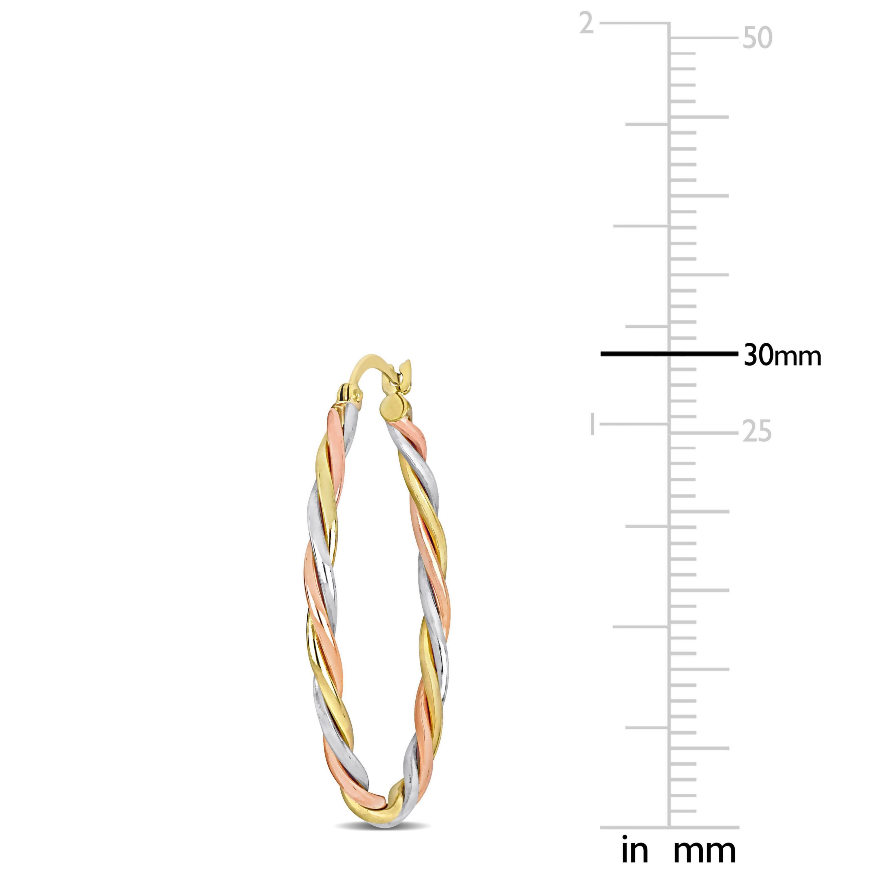 Twisted Hoop Earrings in 10k 3-Tone Gold