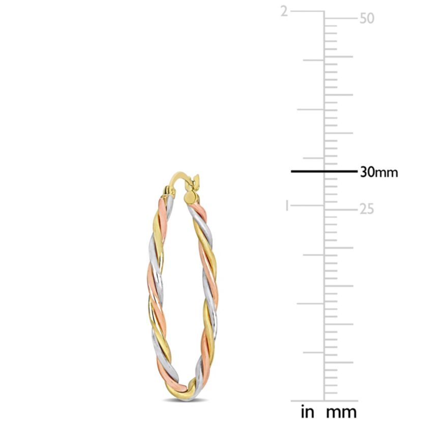 Twisted Hoop Earrings in 10k 3-Tone Gold
