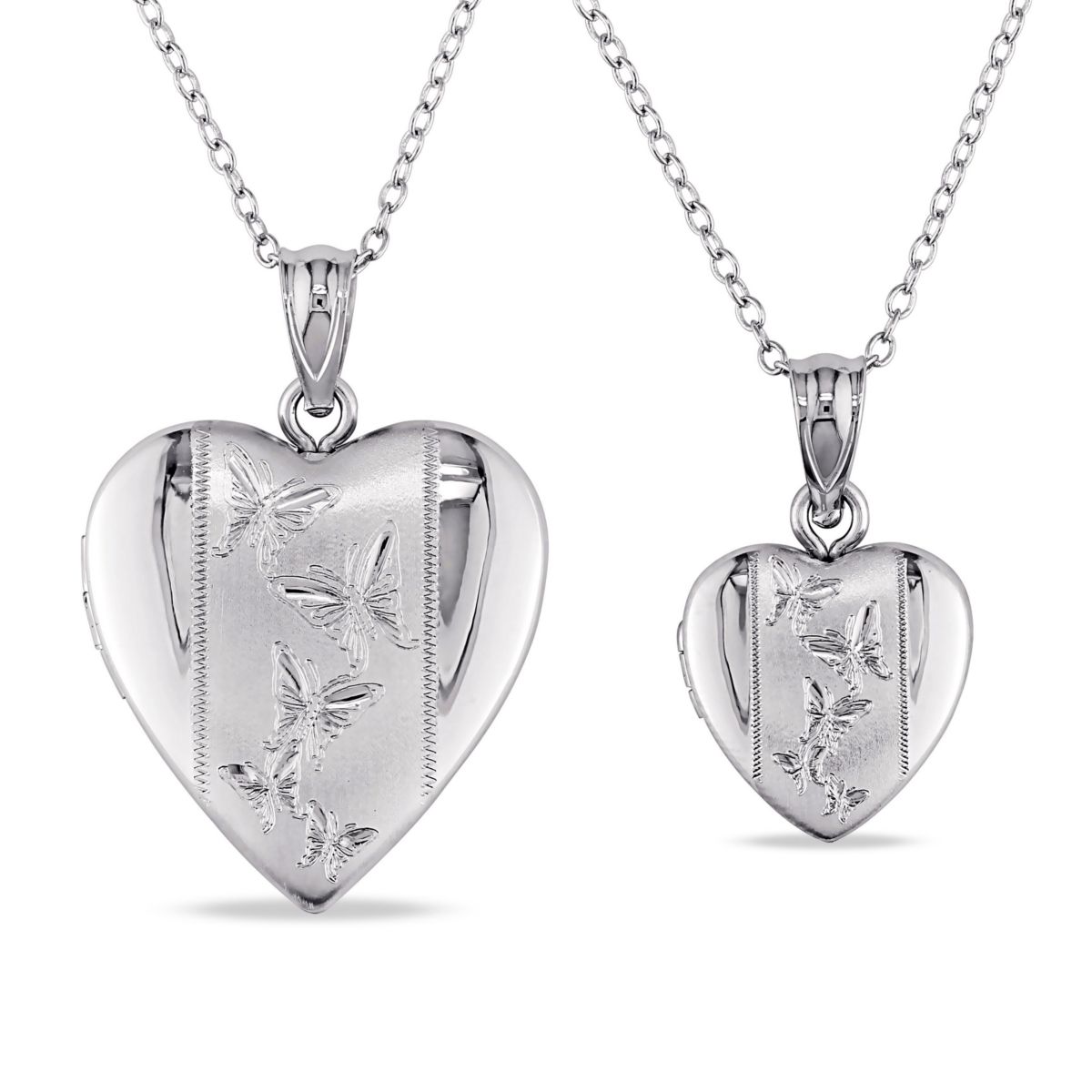 Heart Locket Pendant with Chain Set in Sterling Silver