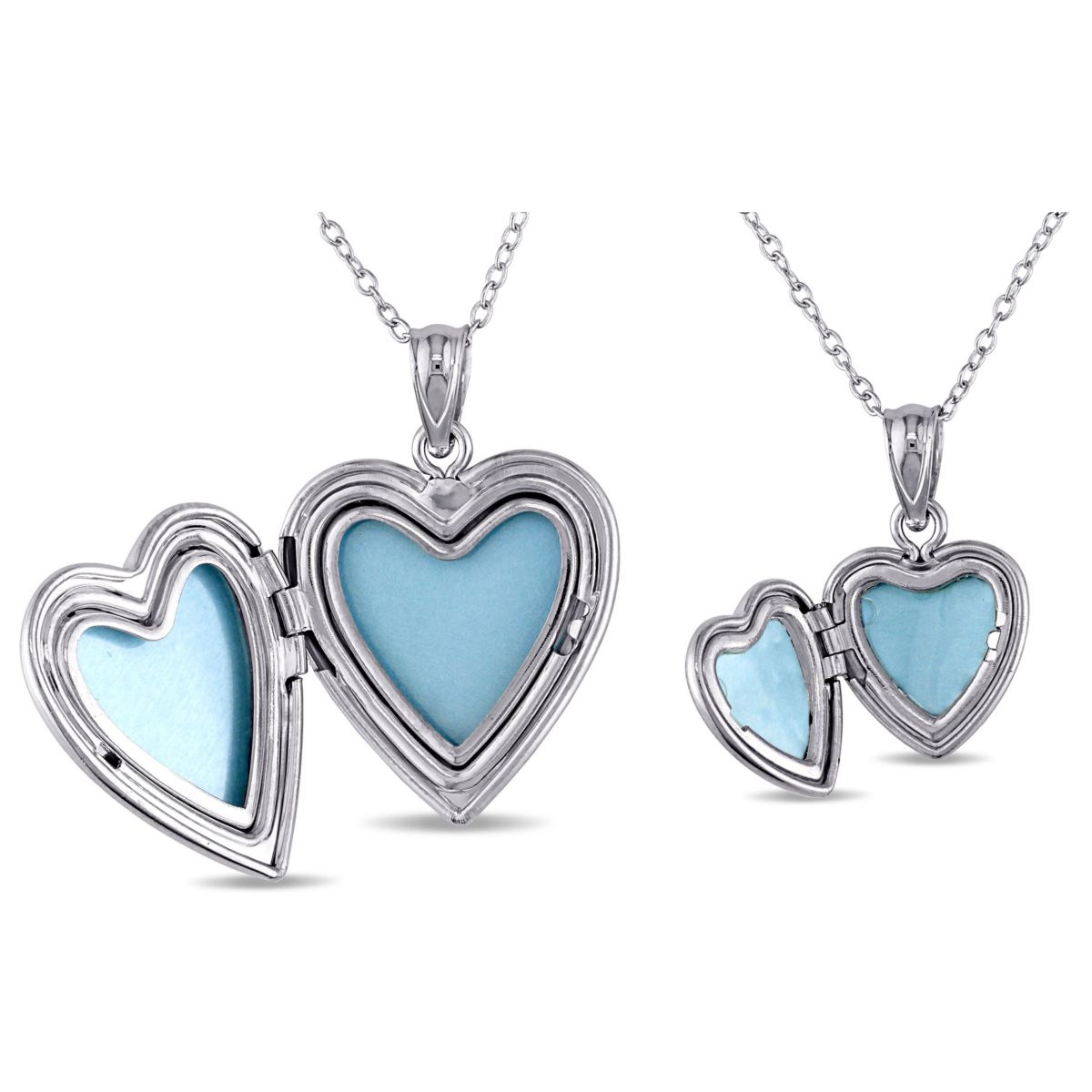 Heart Locket Pendant with Chain Set in Sterling Silver