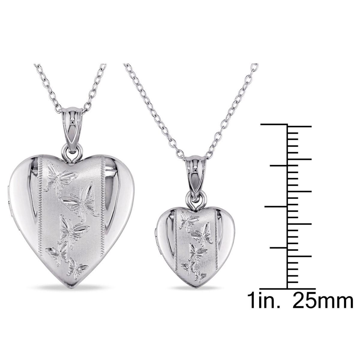 Heart Locket Pendant with Chain Set in Sterling Silver