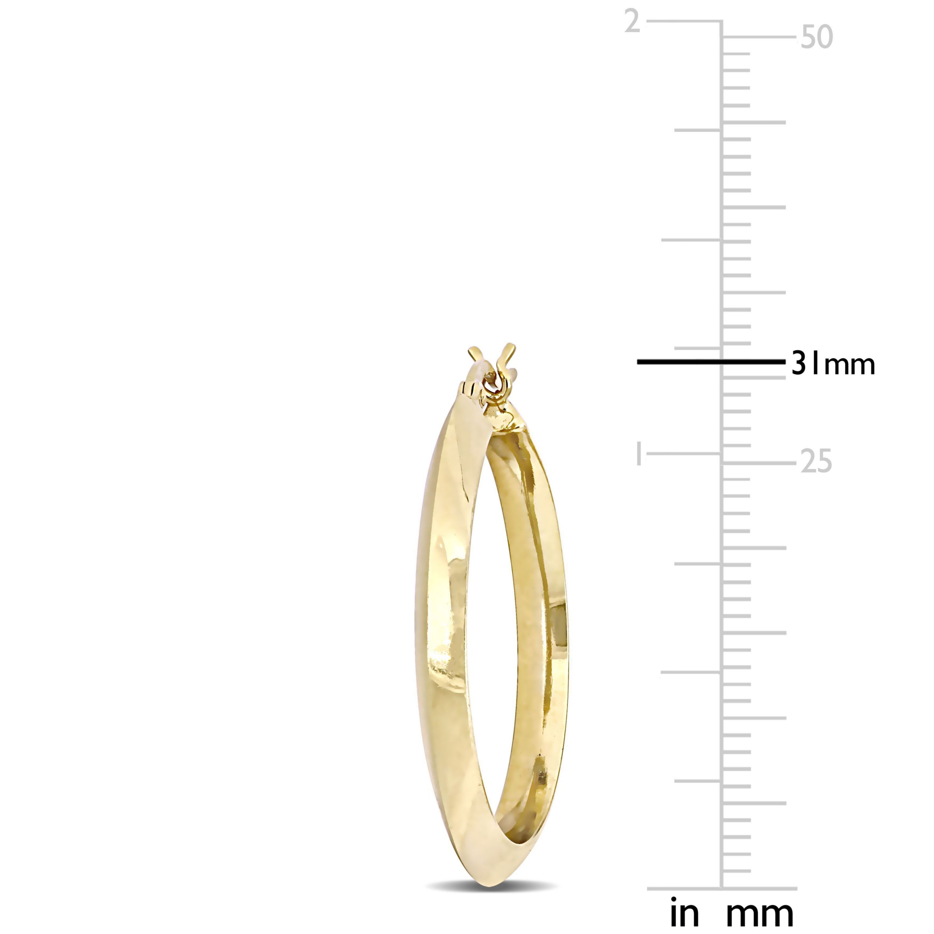 30MM Flat Knife Edge Hoop Earrings in Yellow Plated Sterling Silver