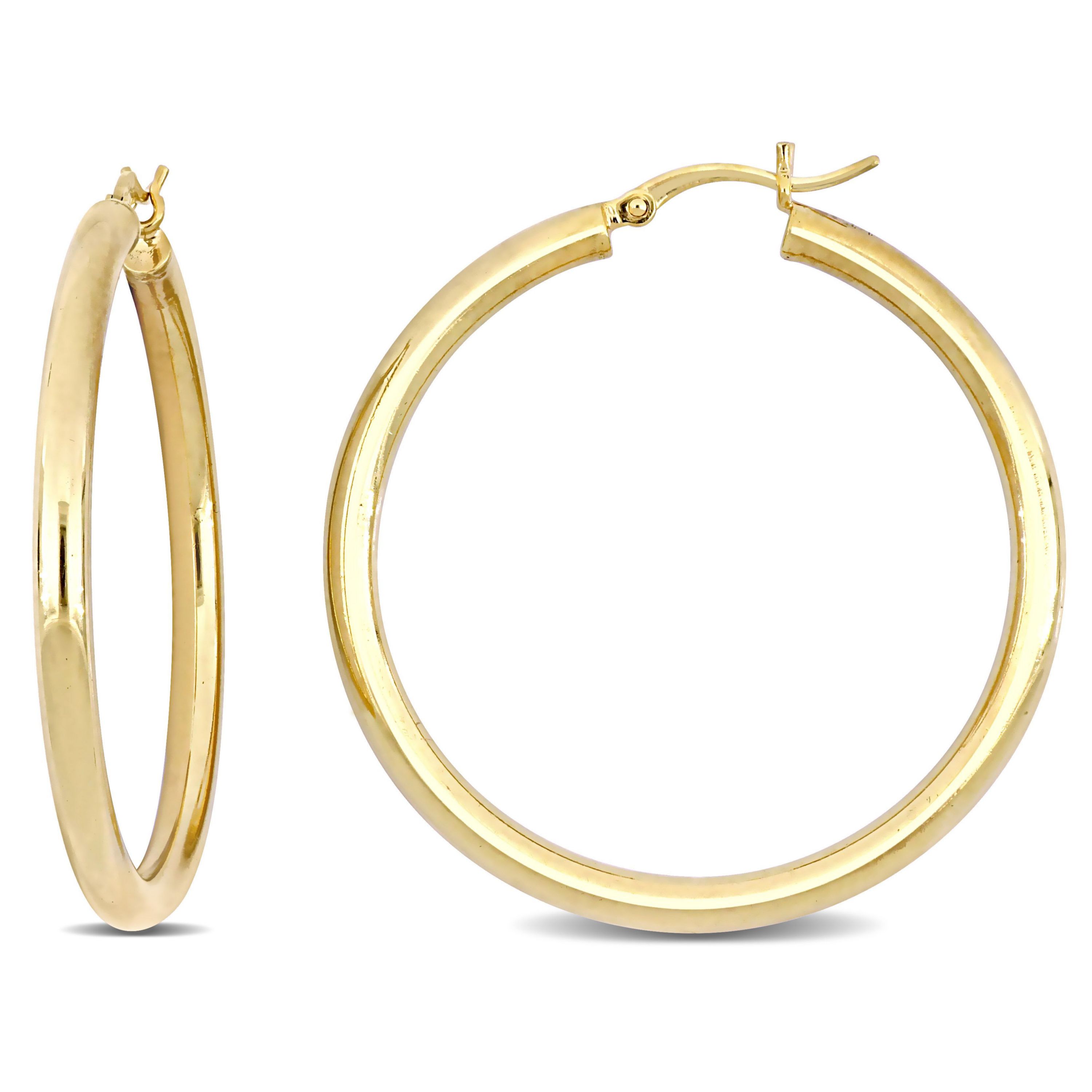 40MM Tube Hoop Earrings in Yellow Plated Sterling Silver