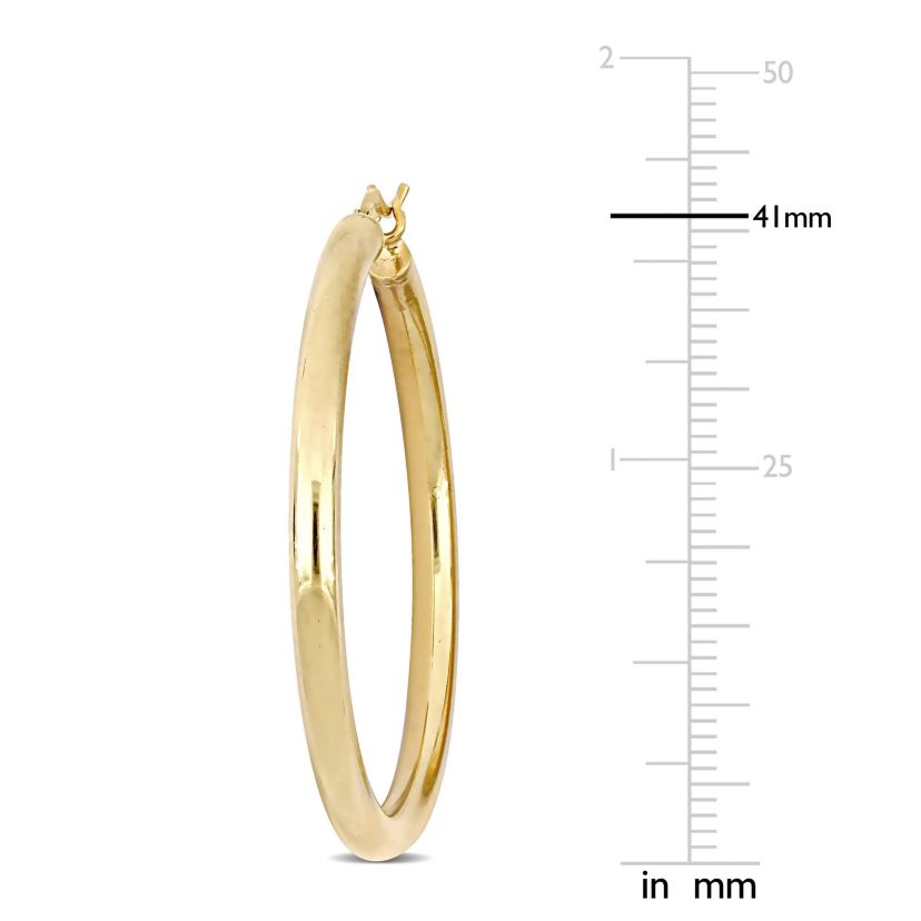 40MM Tube Hoop Earrings in Yellow Plated Sterling Silver