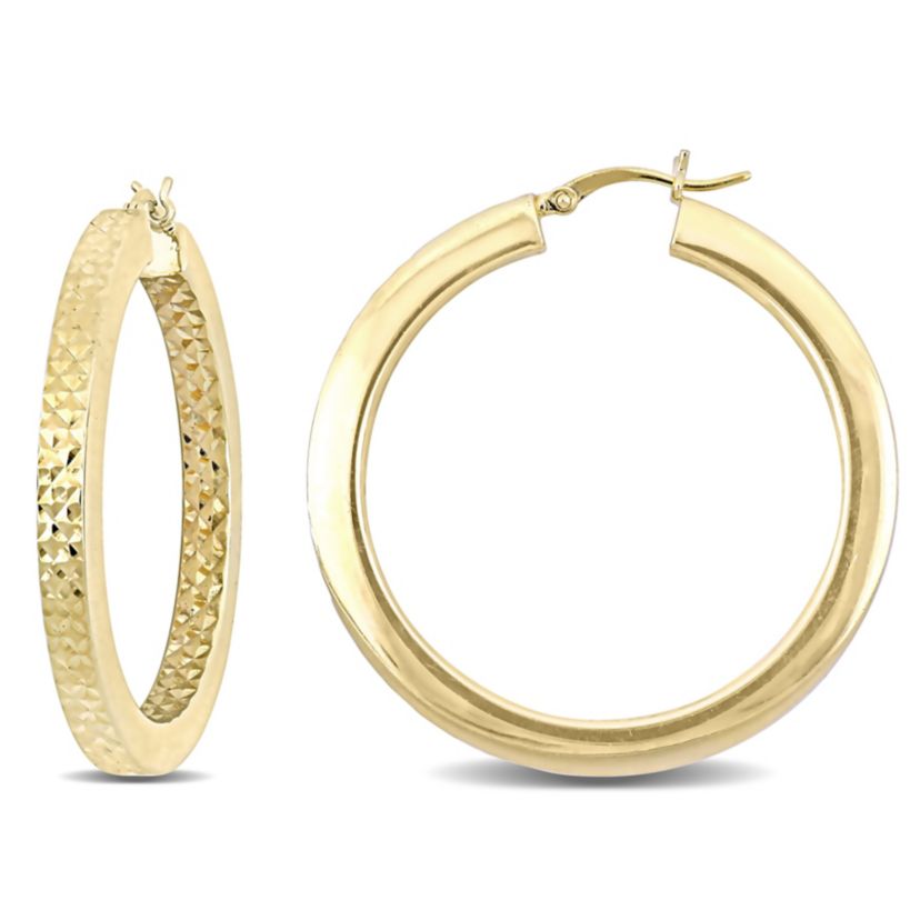 Hoop Earrings in Yellow Plated Sterling Silver (40MM)