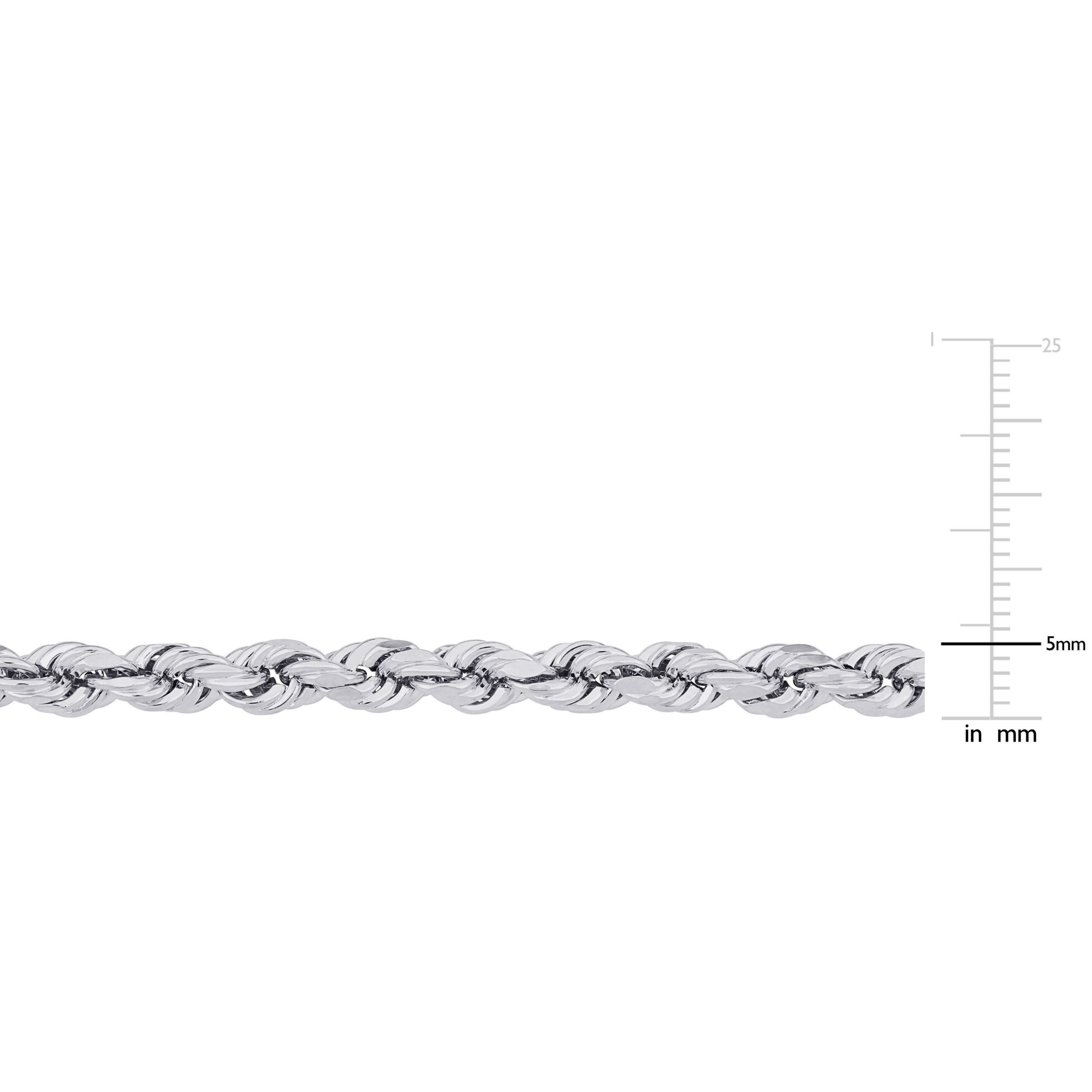 5MM Rope Chain Necklace in Sterling Silver with Lobster Clasp, 18"