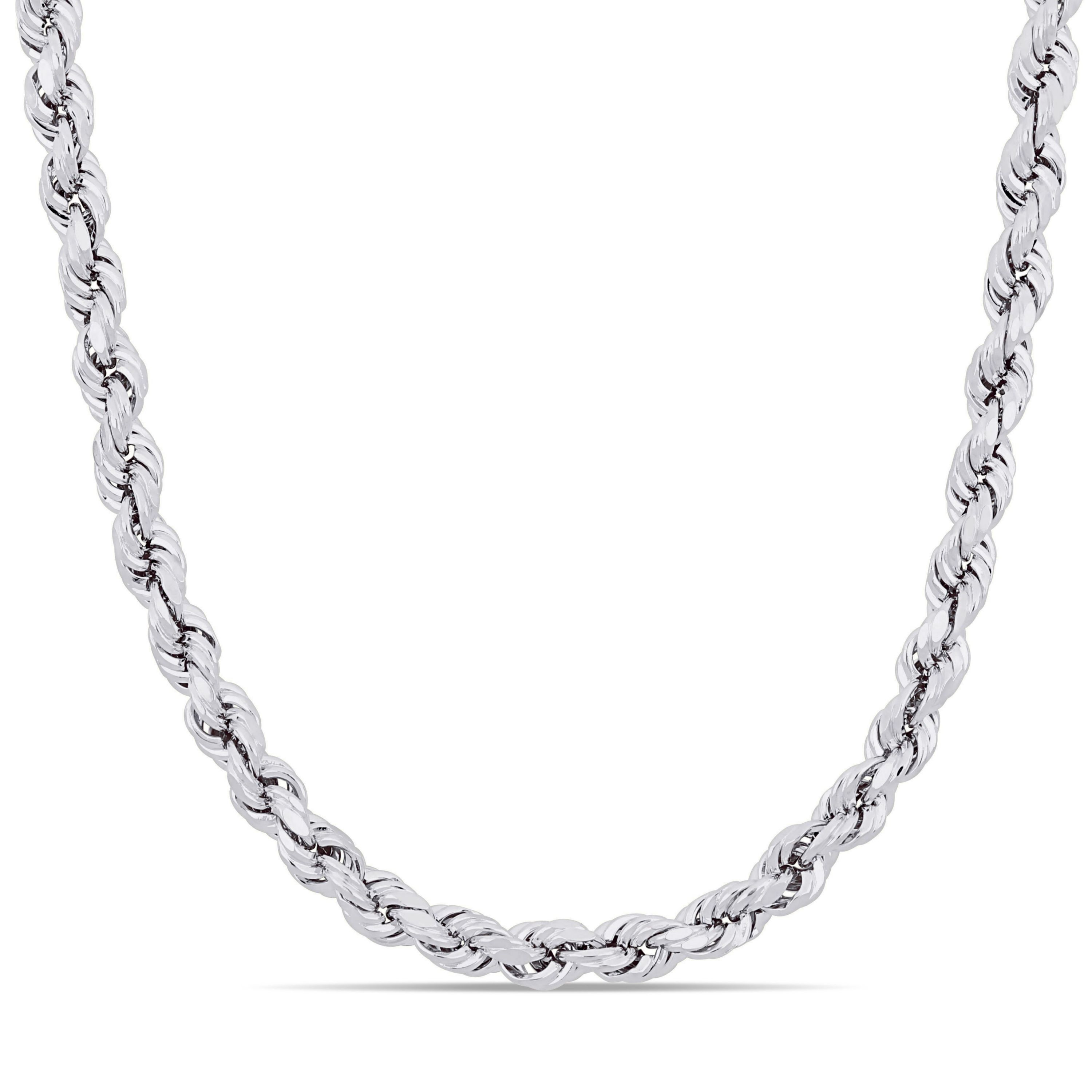 5MM Rope Chain Necklace in Sterling Silver with Lobster Clasp, 24"
