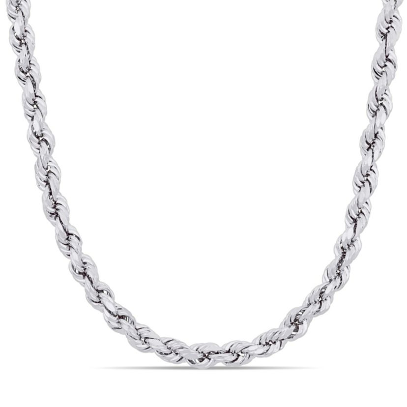 5MM Rope Chain Necklace in Sterling Silver with Lobster Clasp, 24"