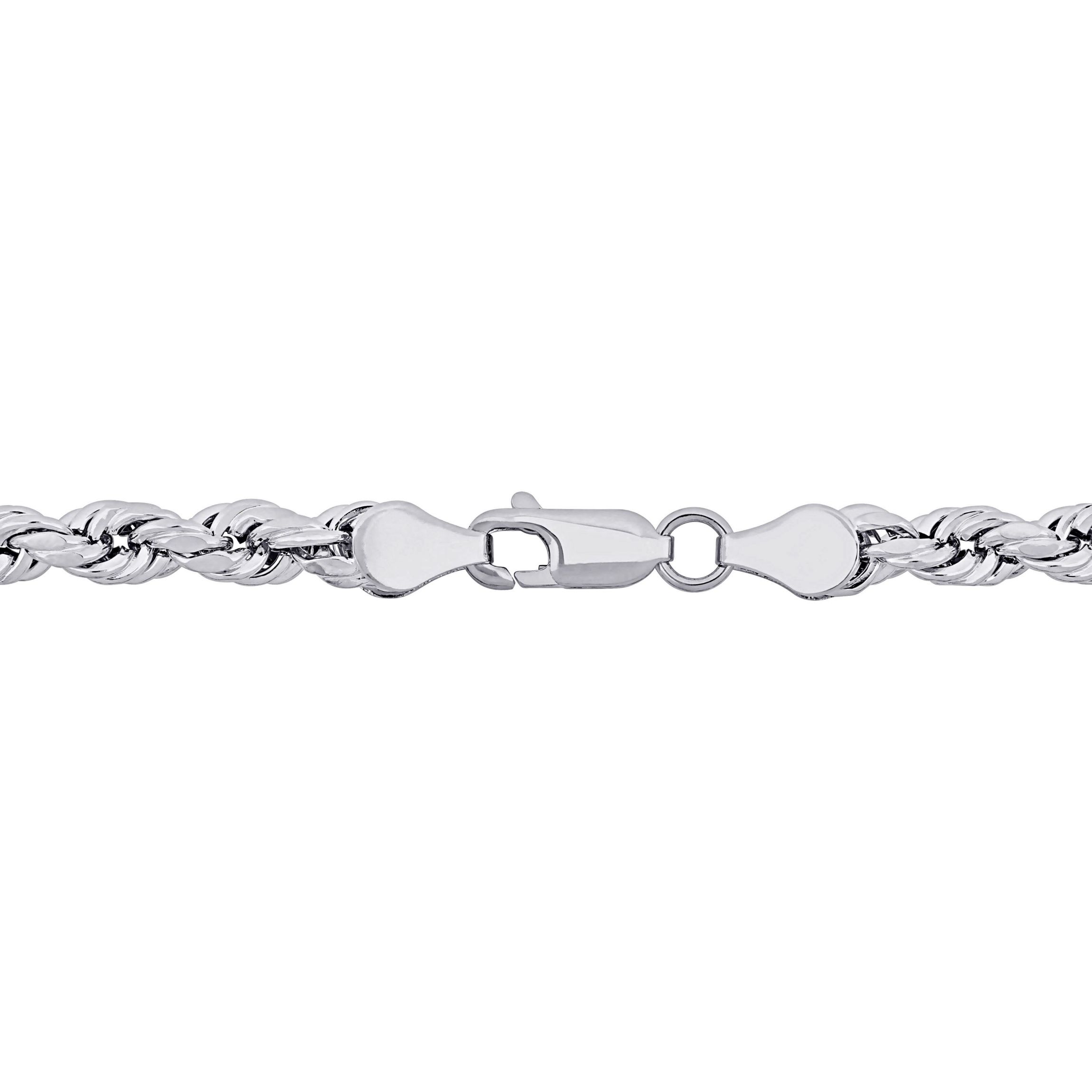 5MM Rope Chain Necklace in Sterling Silver with Lobster Clasp, 24"