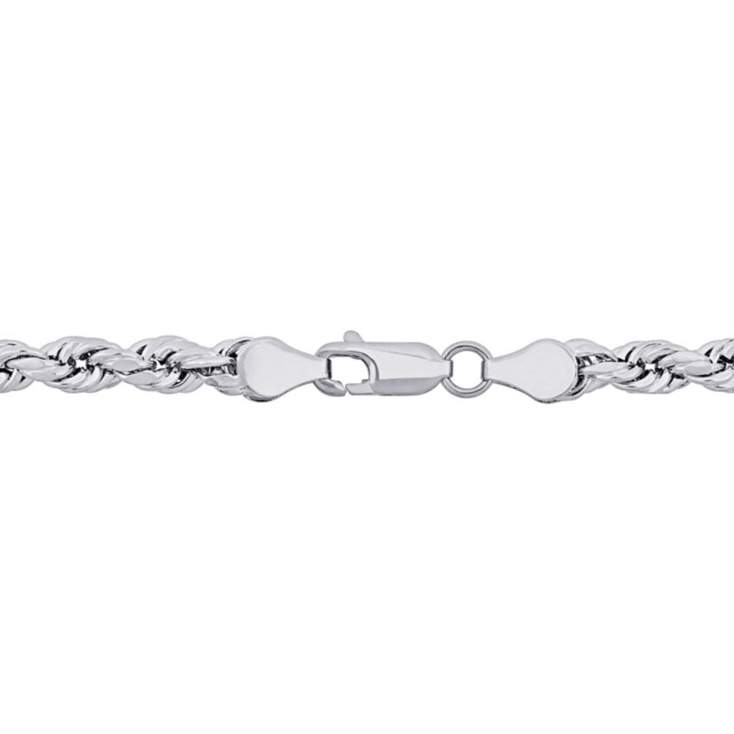 5MM Rope Chain Necklace in Sterling Silver with Lobster Clasp, 24"