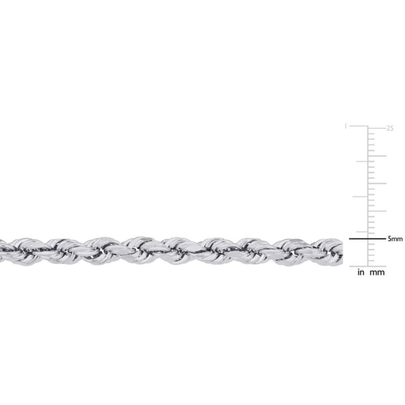 5MM Rope Chain Necklace in Sterling Silver with Lobster Clasp, 24"