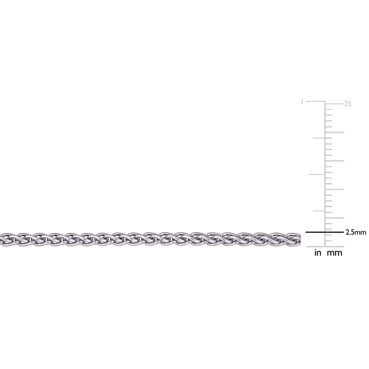 2.5MM Shiny Wheat Chain with Lobster Clasp in Sterling Silver, 18"