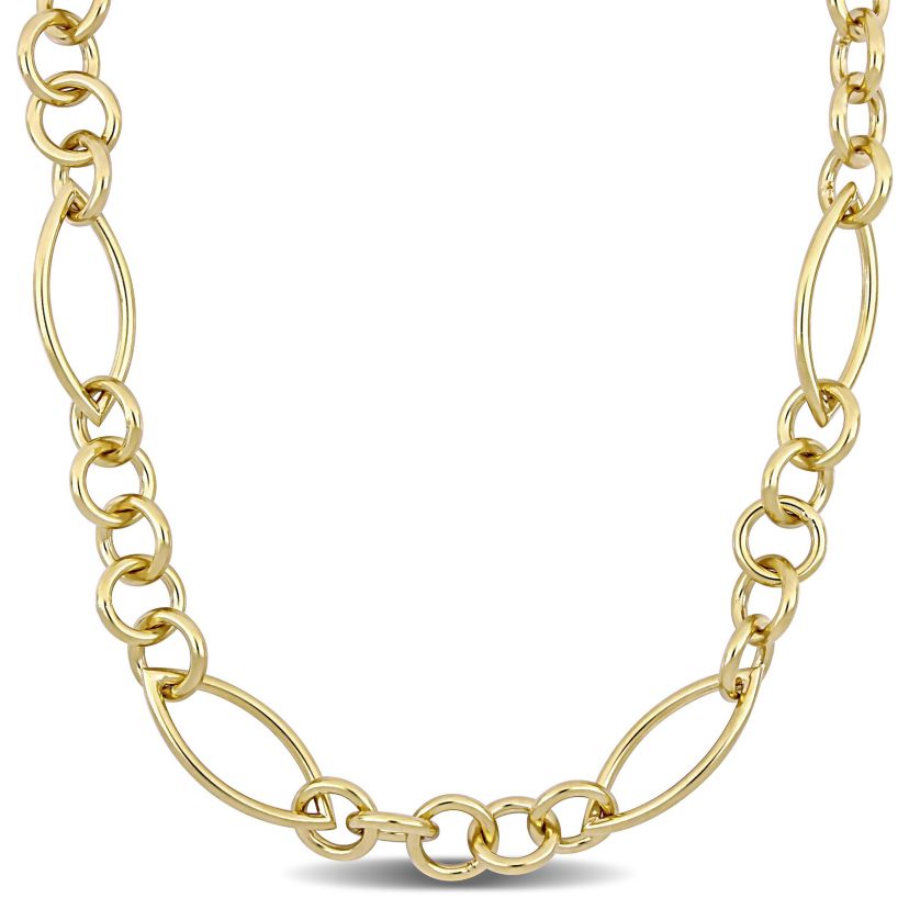 Fancy Link Necklace in Yellow Plated Sterling Silver, 18"