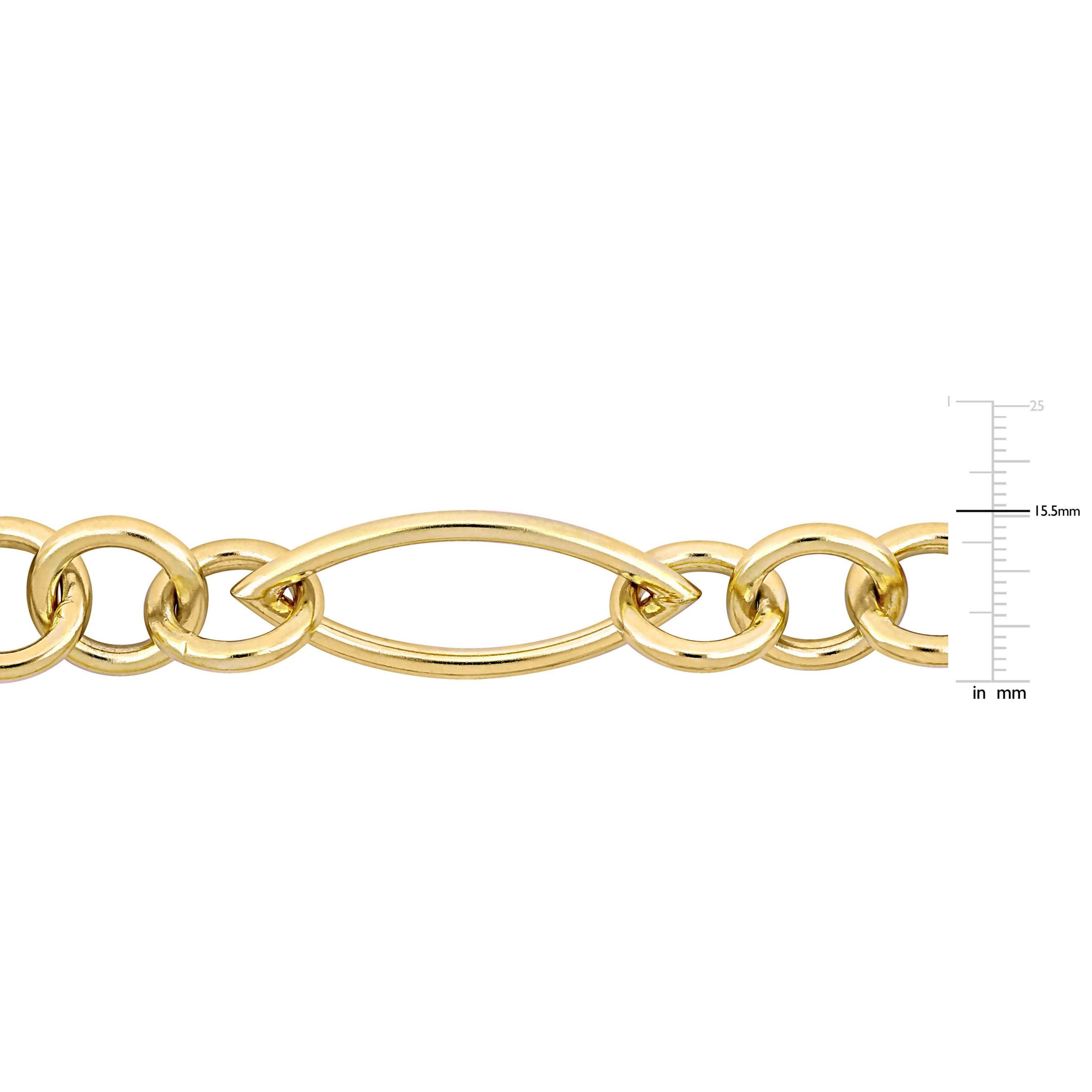 Fancy Link Necklace in Yellow Plated Sterling Silver, 18"