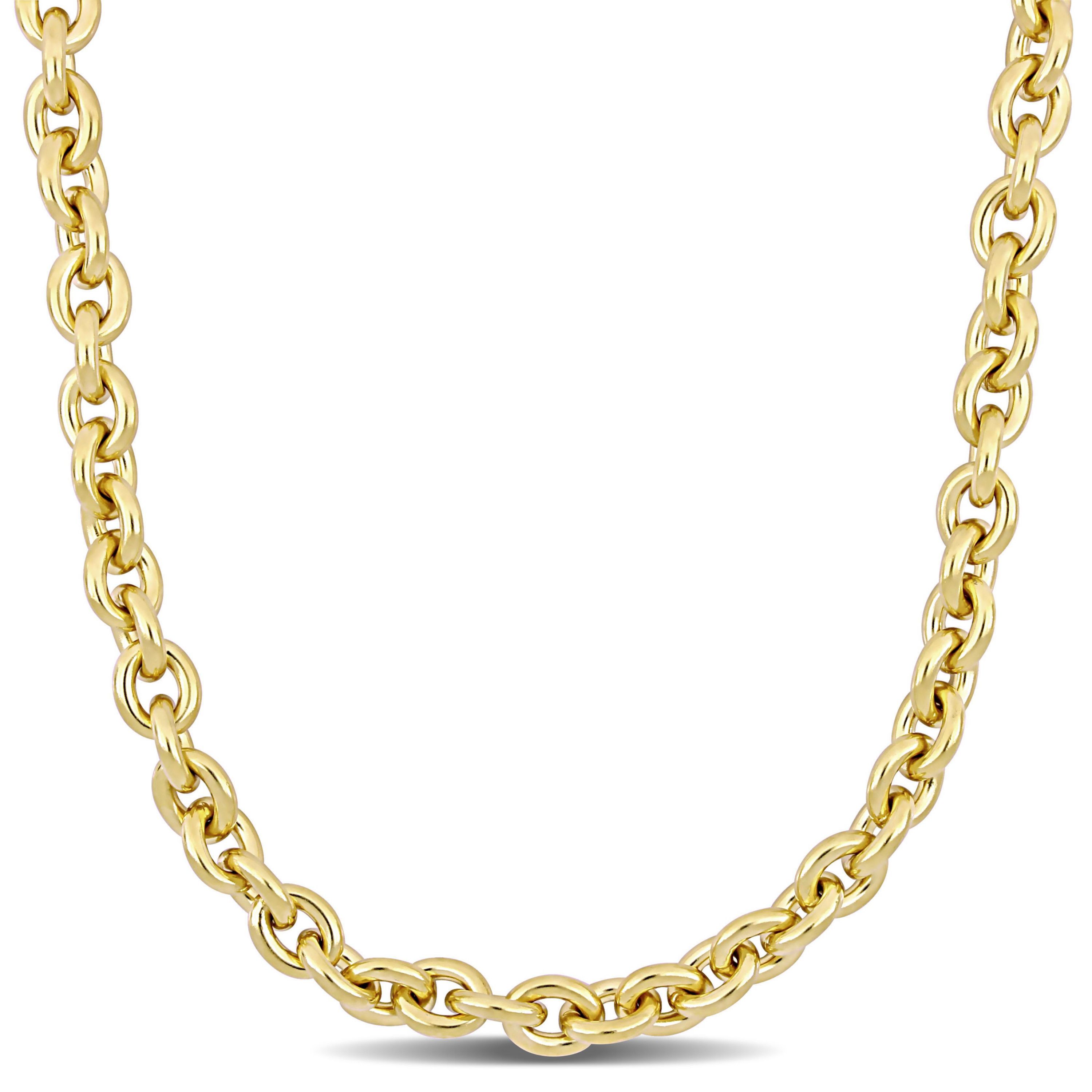 Oval Link Necklace in Yellow Plated Sterling Silver, 18"