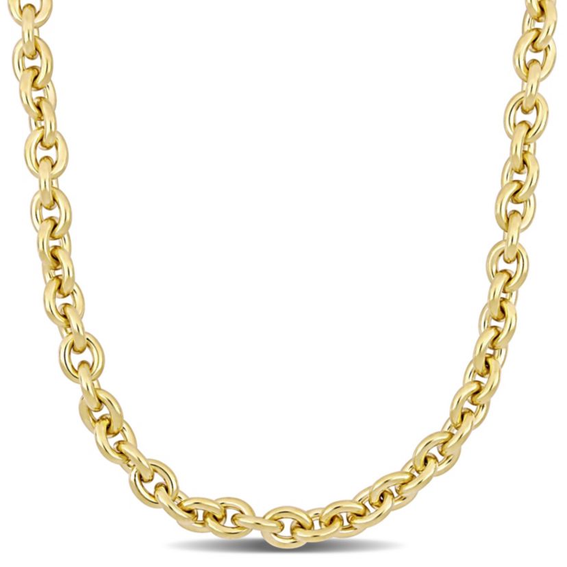 Oval Link Necklace in Yellow Plated Sterling Silver, 18"