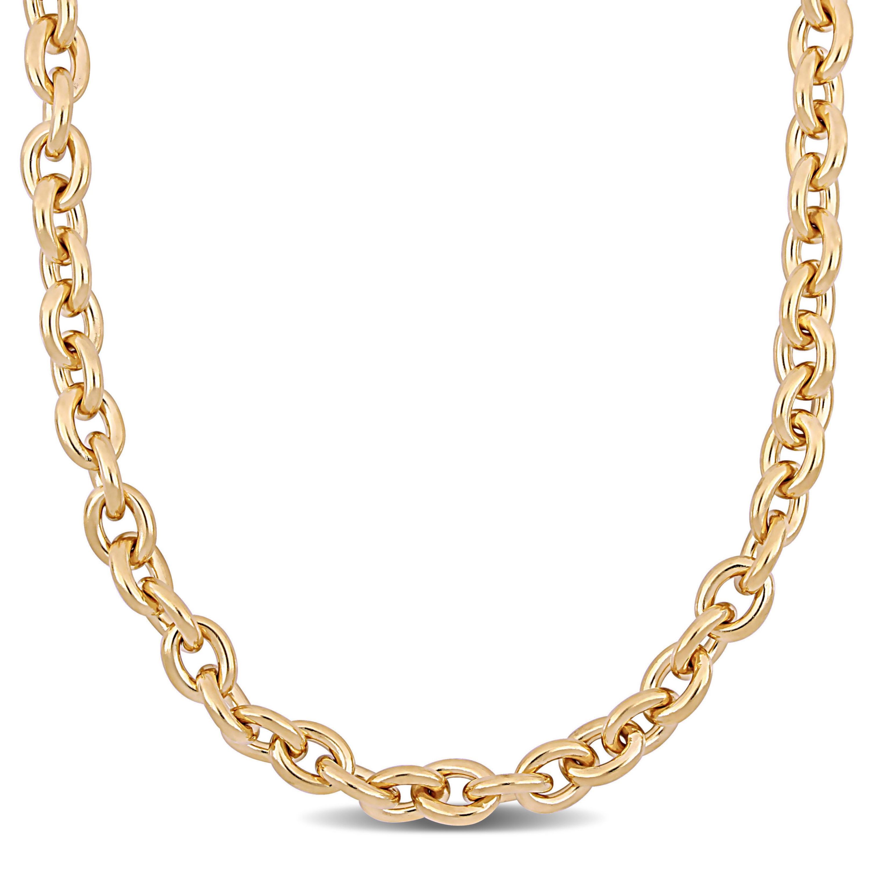 Oval Link Necklace in Yellow Plated Sterling Silver, 24"