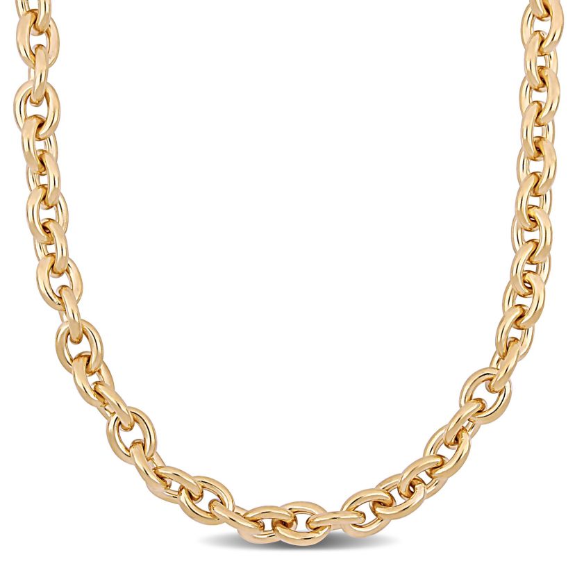 Oval Link Necklace in Yellow Plated Sterling Silver, 24"