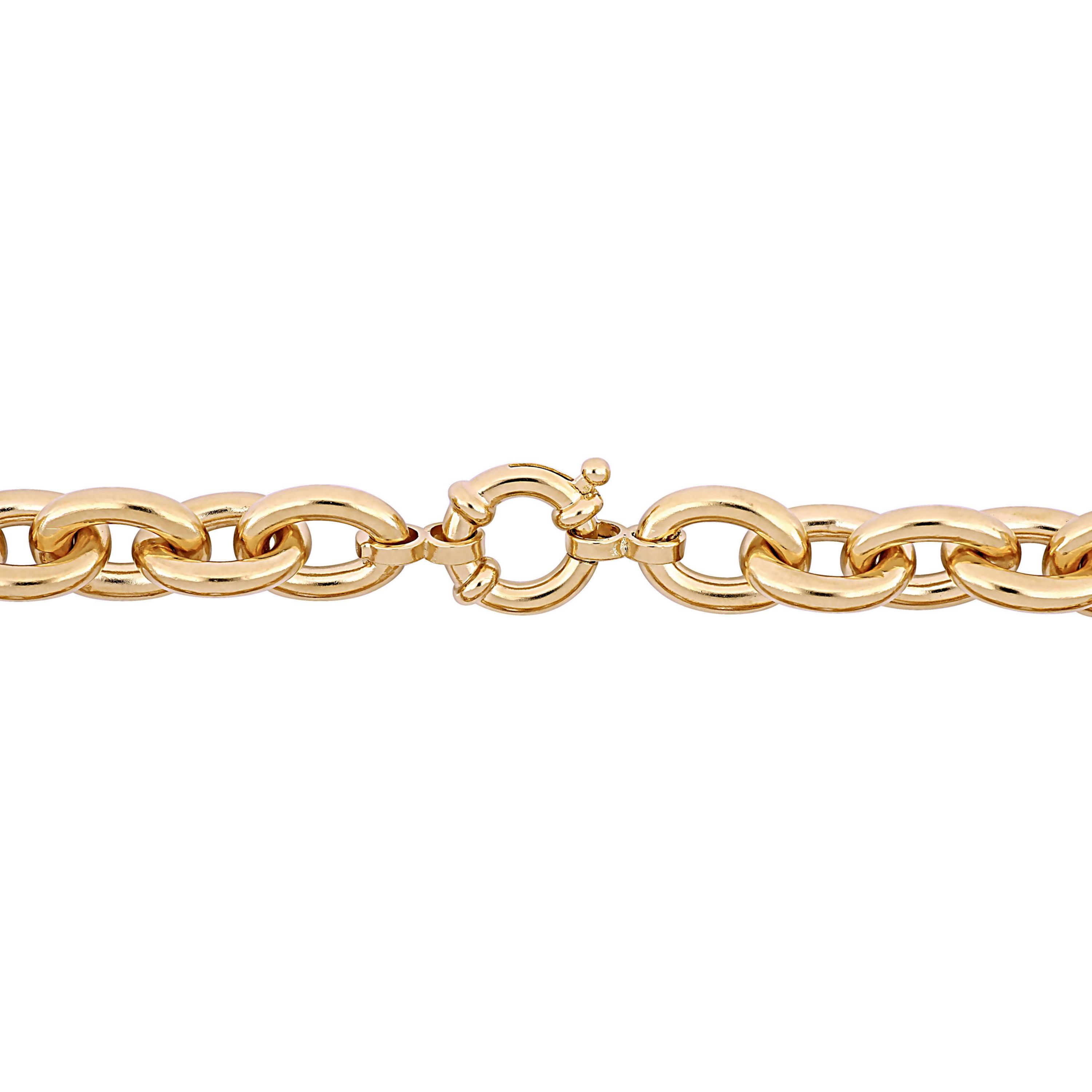 Oval Link Necklace in Yellow Plated Sterling Silver, 24"