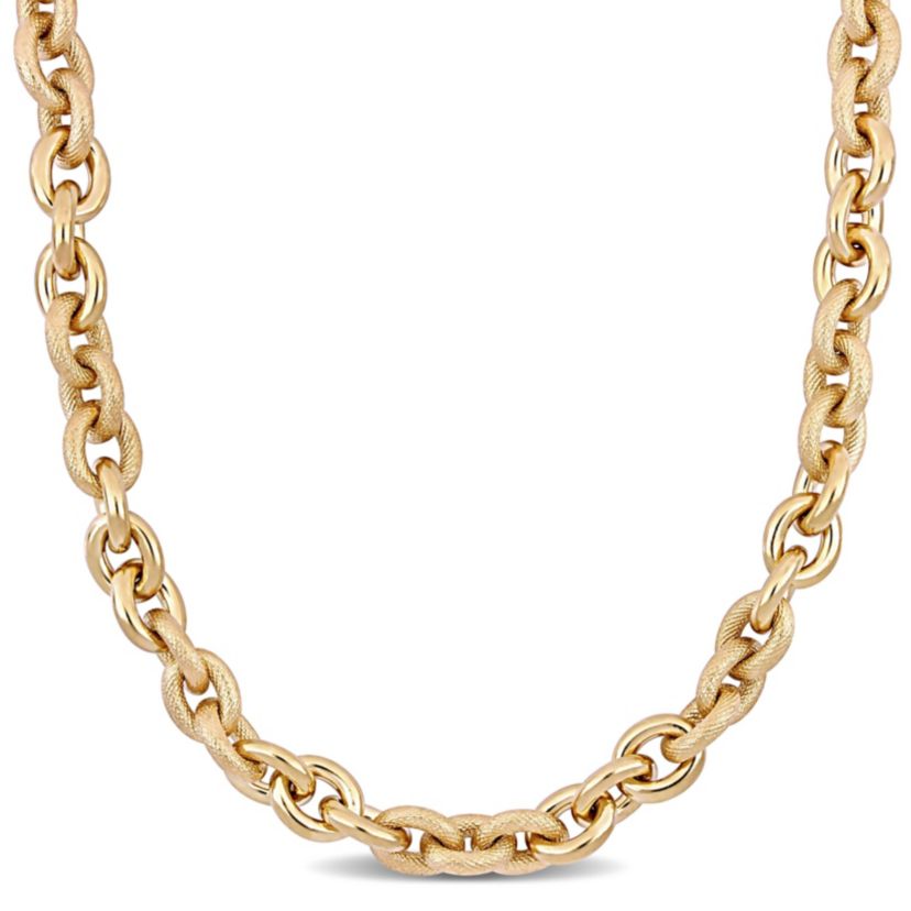 Oval Link Necklace in Yellow Plated Sterling Silver, 24"