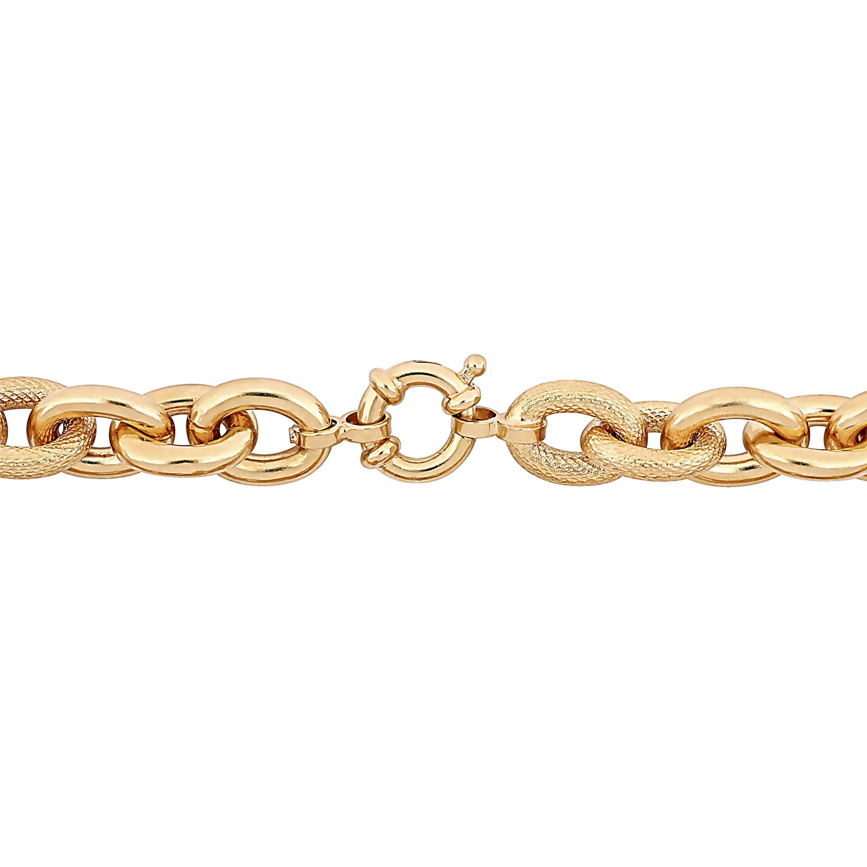 Oval Link Necklace in Yellow Plated Sterling Silver, 24"