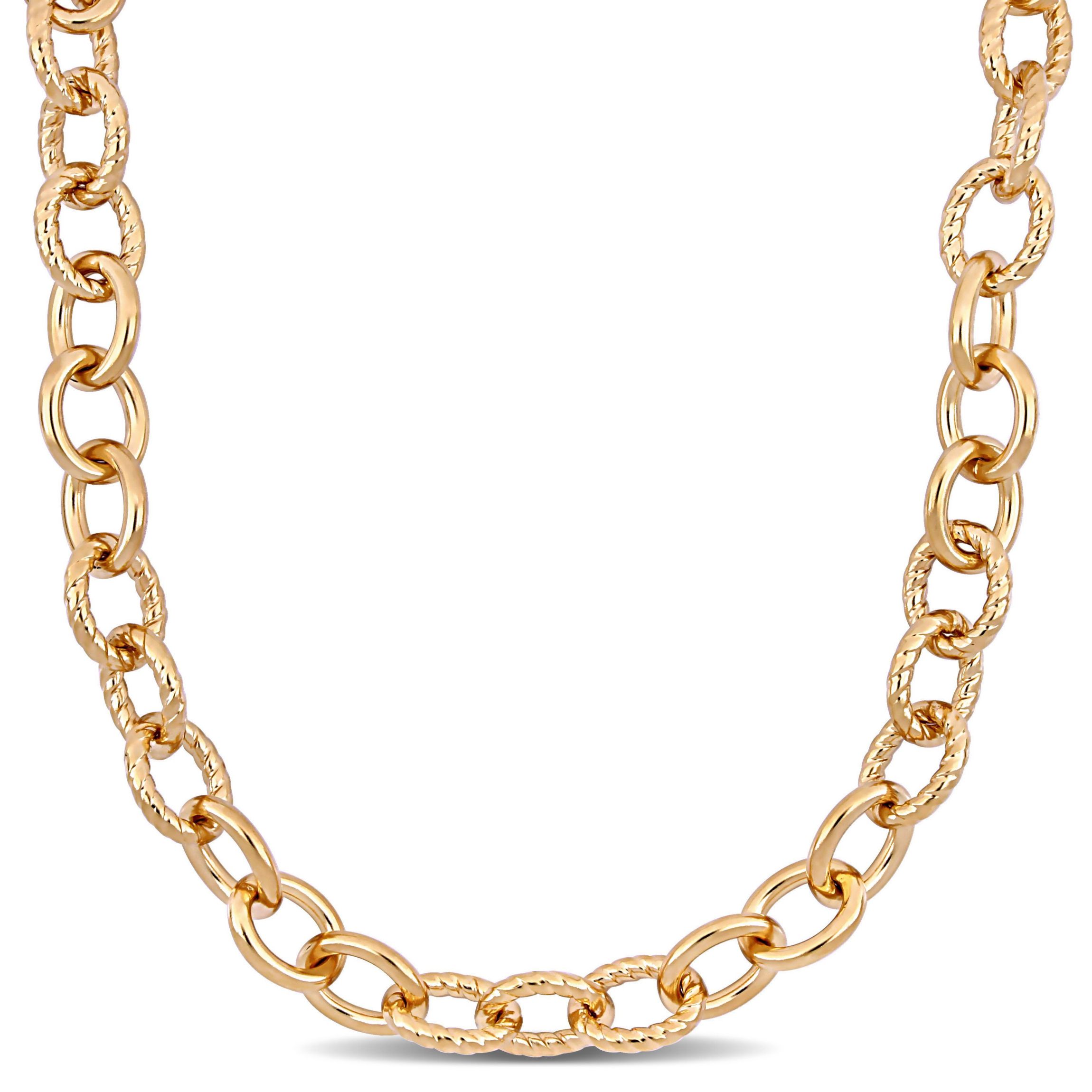 Oval Link Necklace in Yellow Plated Sterling Silver, 24"