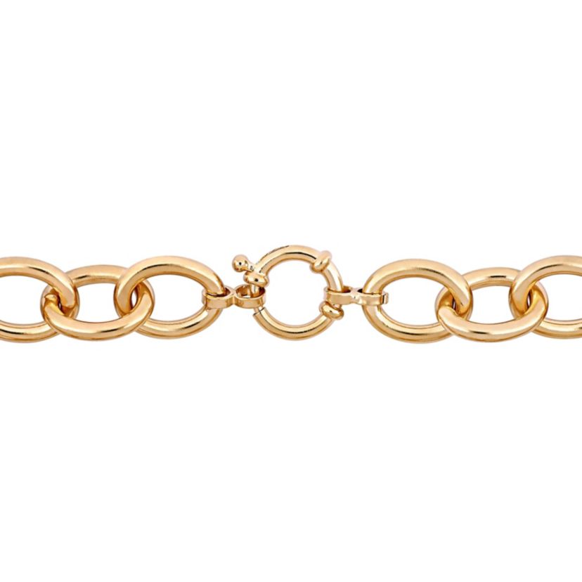 Oval Link Necklace in Yellow Plated Sterling Silver, 24"