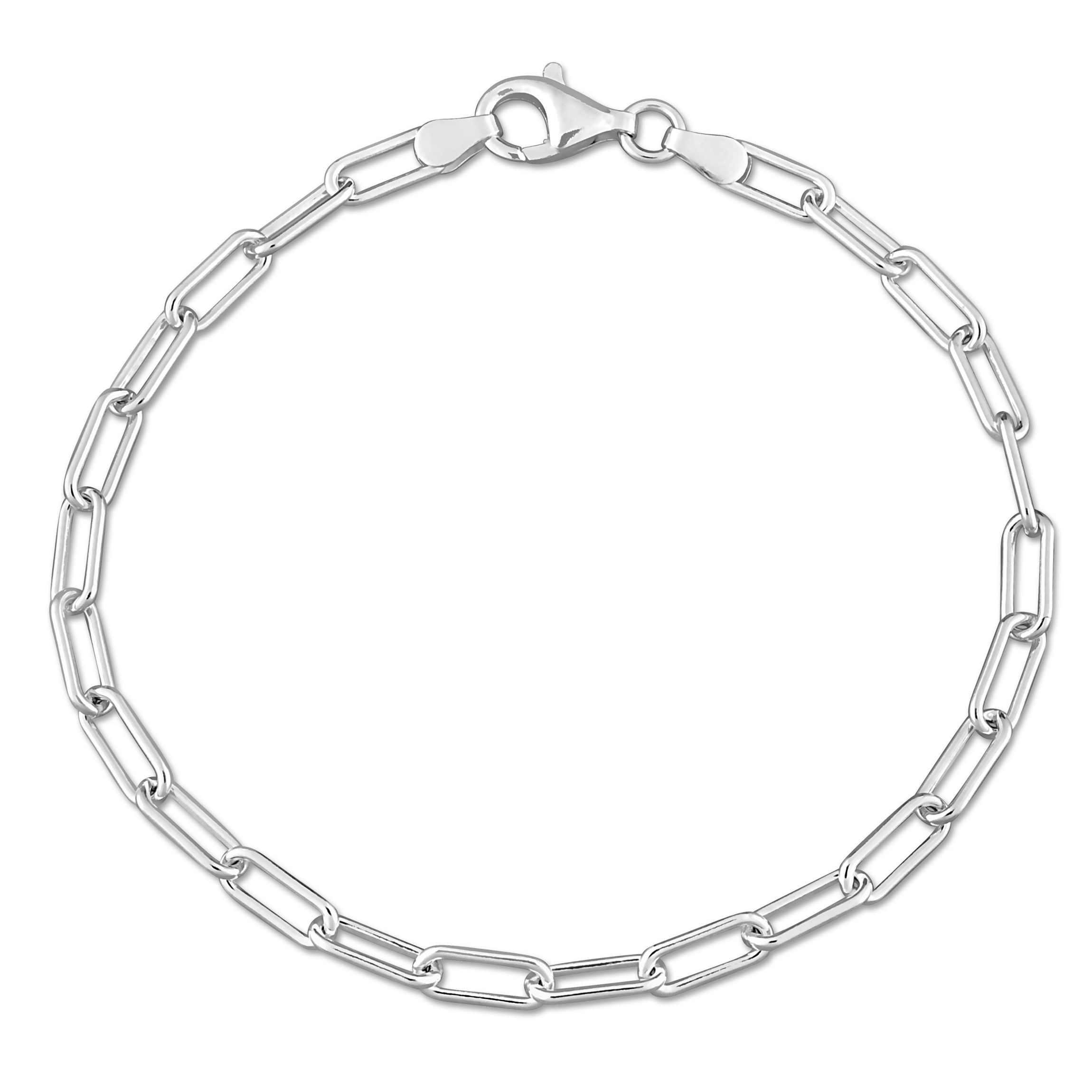 3.5MM Polished Paperclip Chain Bracelet in Sterling Silver, 7.5"