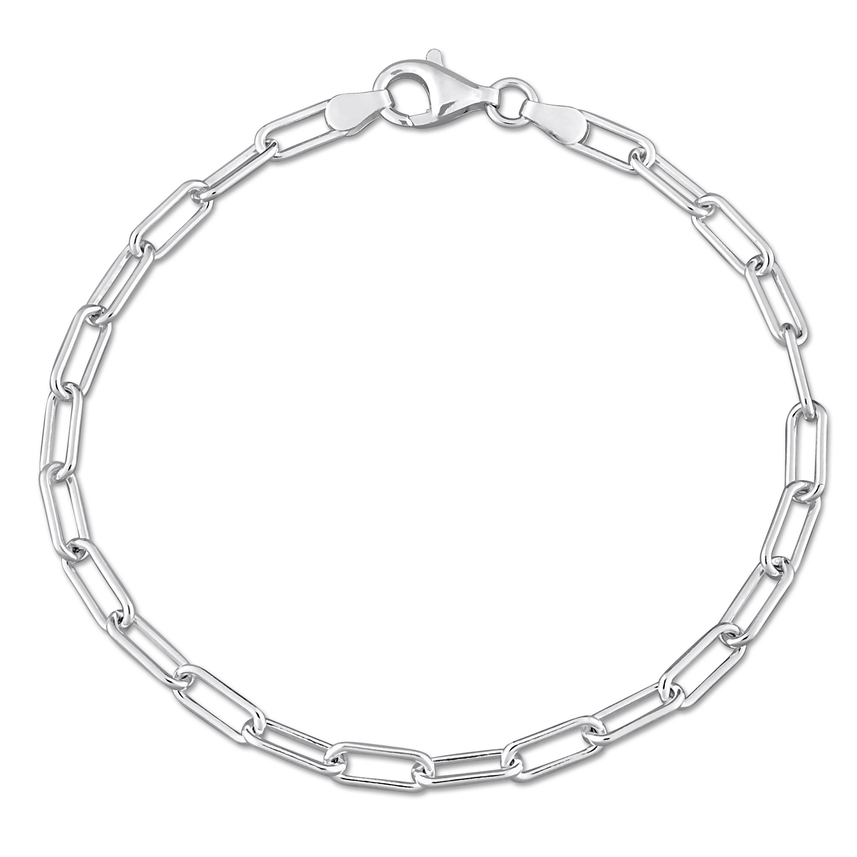 3.5MM Polished Paperclip Chain Bracelet in Sterling Silver, 7.5"